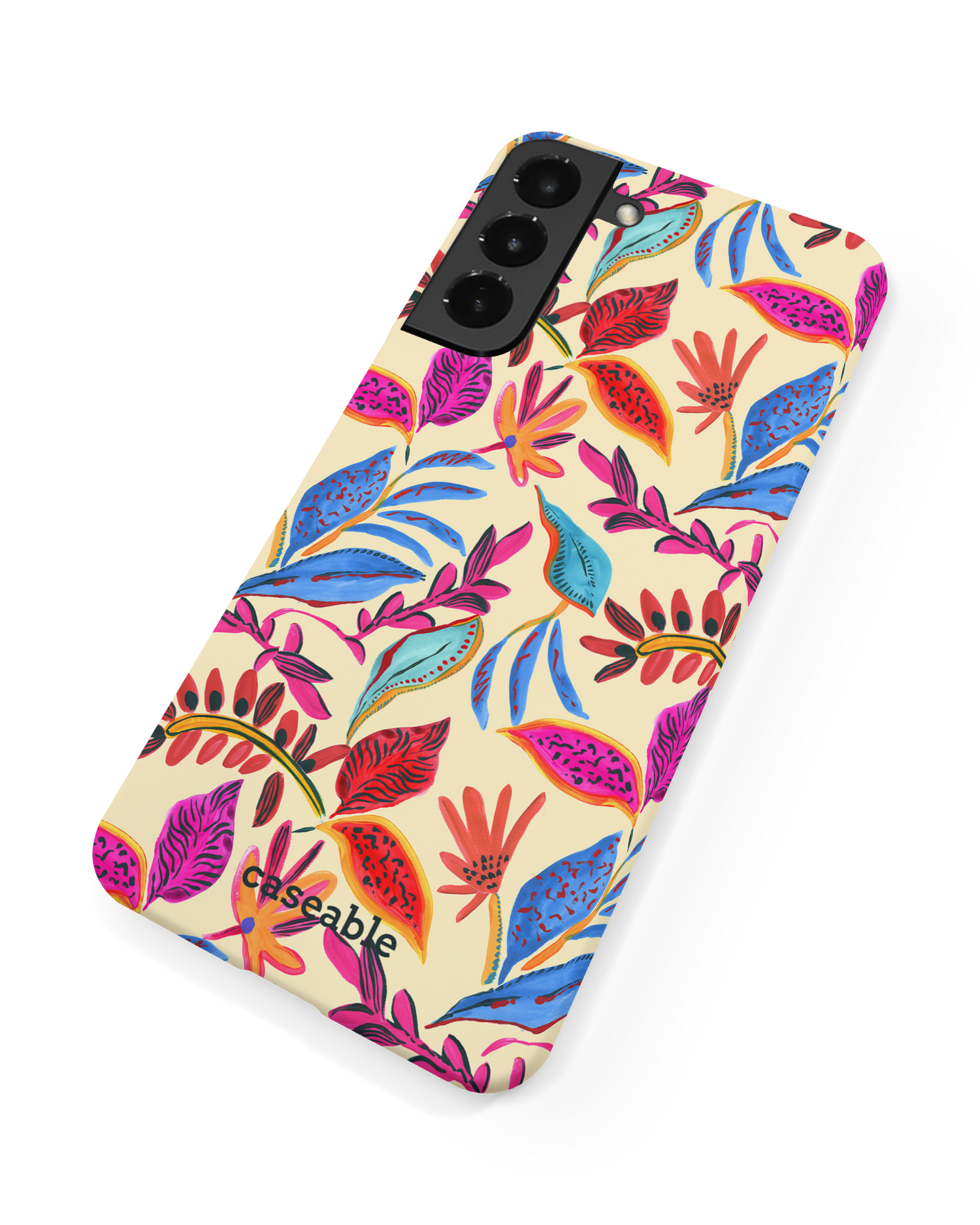 Painterly Spring Leaves Hard Shell Phone Case Samsung Galaxy S22 5G: Back View