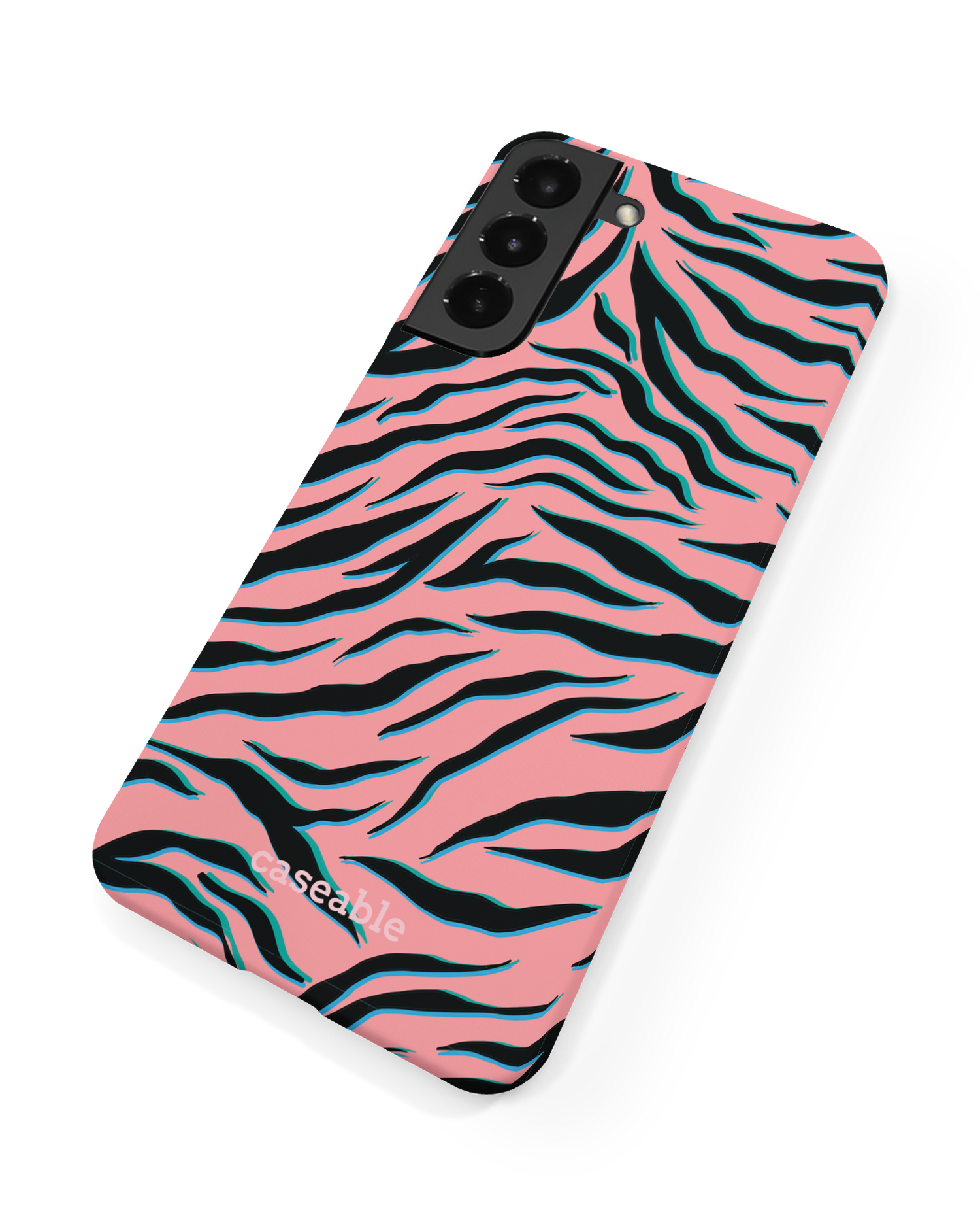 Pink Zebra Hard Shell Phone Case Samsung Galaxy S22 5G: Back View