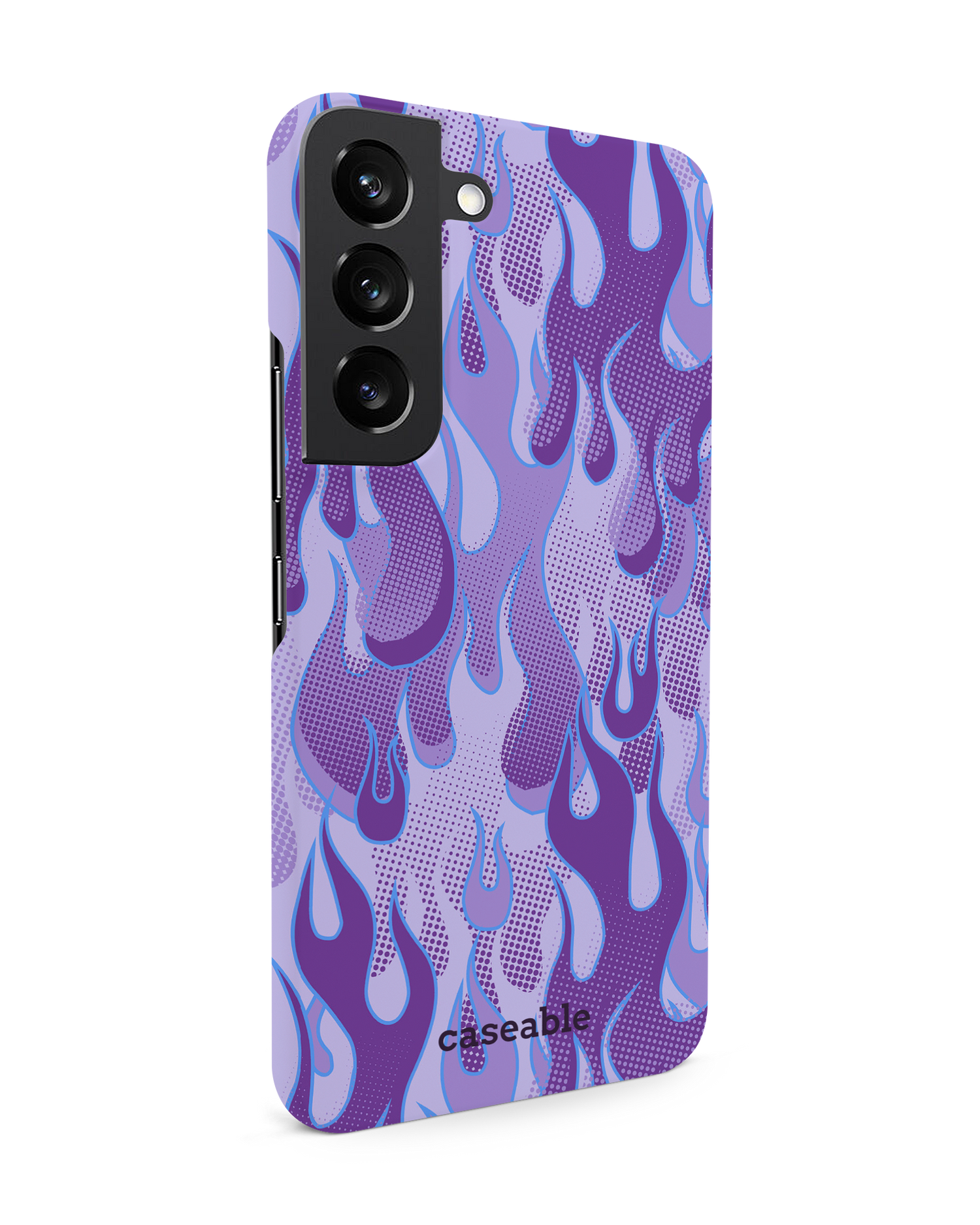 Purple Flames Hard Shell Phone Case Samsung Galaxy S22 5G: View from the left side