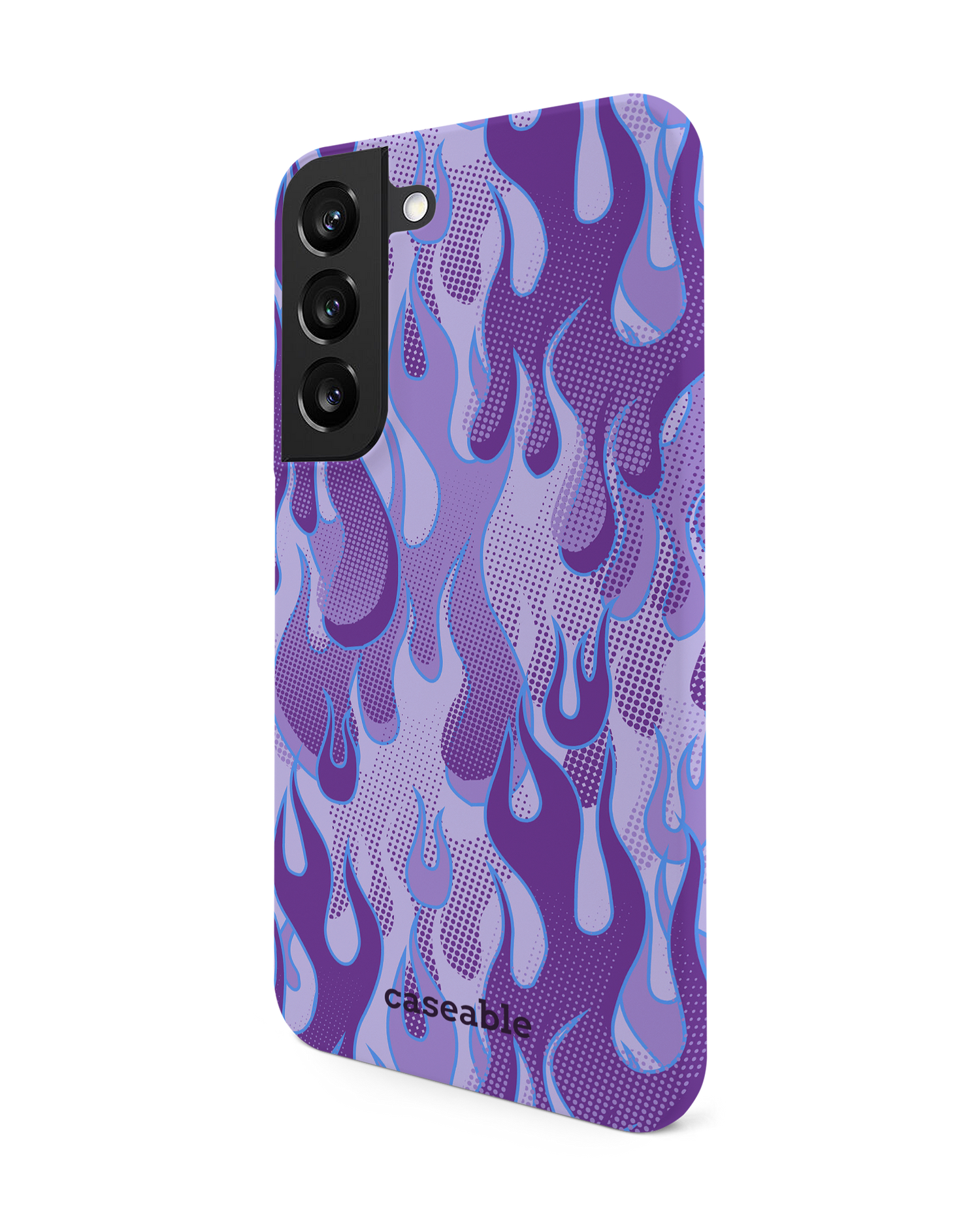 Purple Flames Hard Shell Phone Case Samsung Galaxy S22 5G: View from the right side