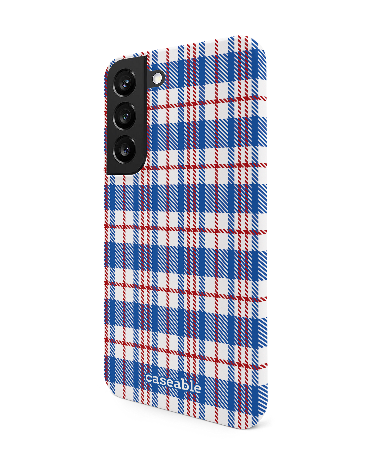 Plaid Market Bag Hard Shell Phone Case Samsung Galaxy S22 5G: View from the right side
