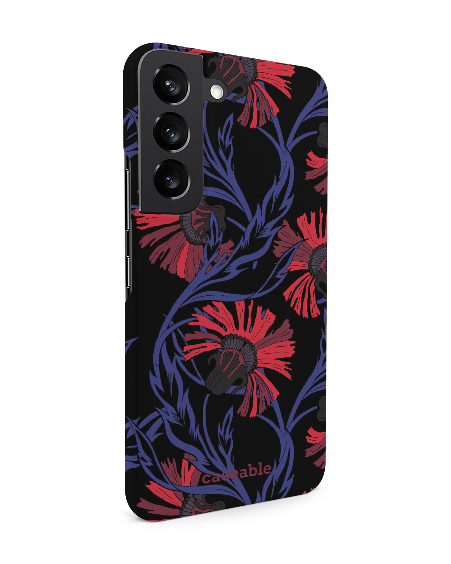 Midnight Floral Hard Shell Phone Case Samsung Galaxy S22 5G: View from the left side