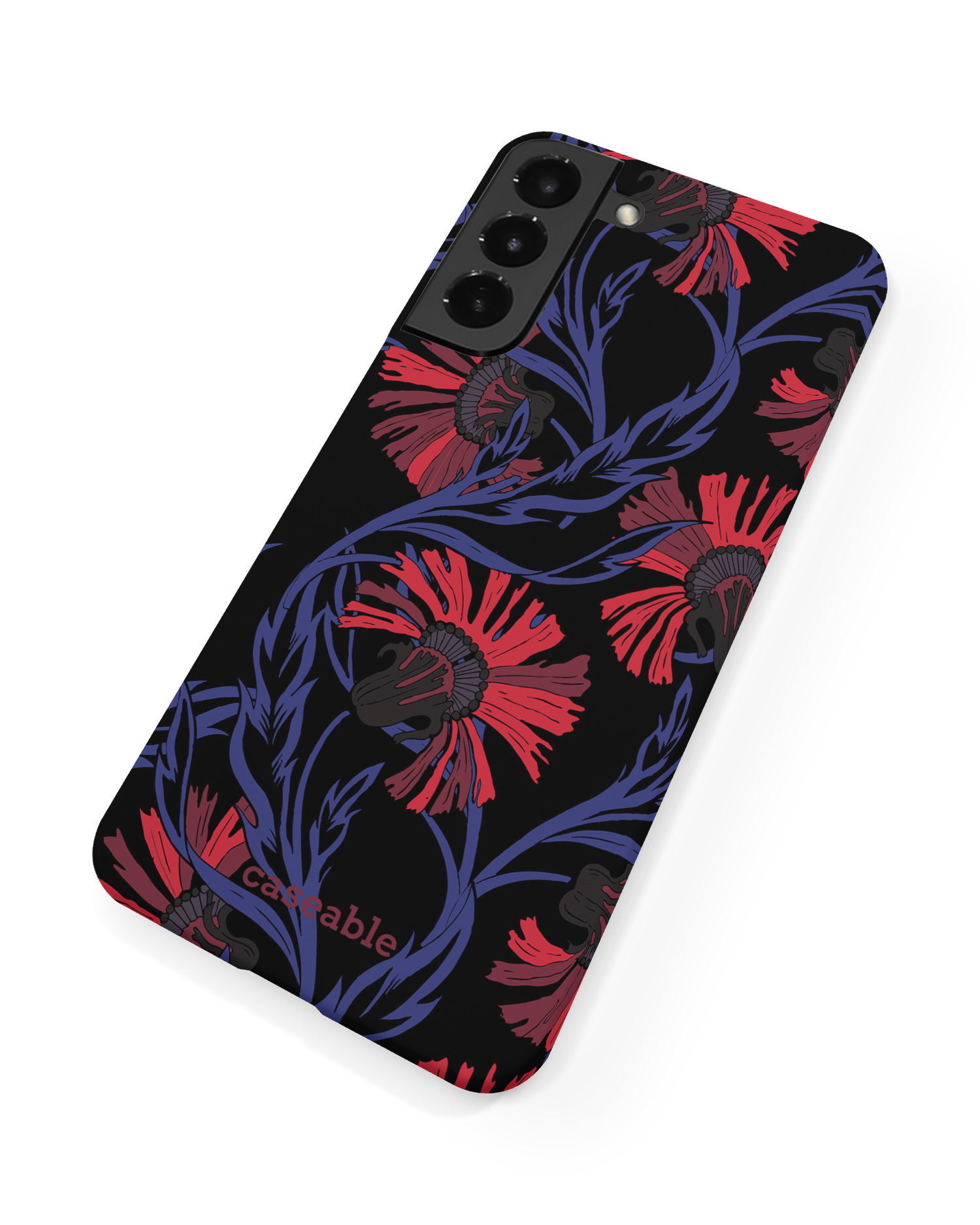 Midnight Floral Hard Shell Phone Case Samsung Galaxy S22 5G: Back View