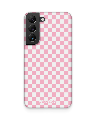 Pink Checkerboard Hard Shell Phone Case Samsung Galaxy S22 5G