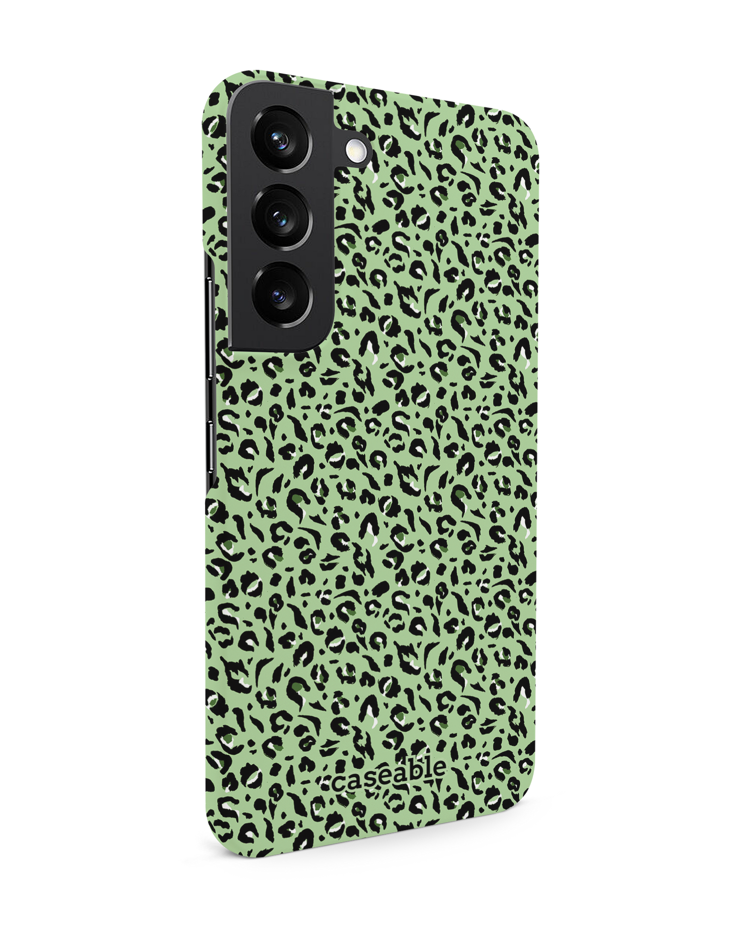 Mint Leopard Hard Shell Phone Case Samsung Galaxy S22 5G: View from the left side