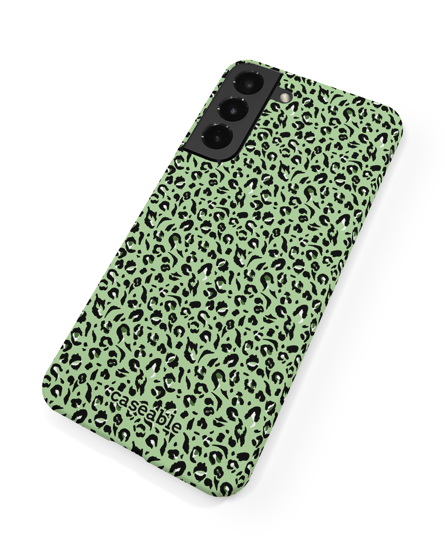 Mint Leopard Hard Shell Phone Case Samsung Galaxy S22 5G: Back View