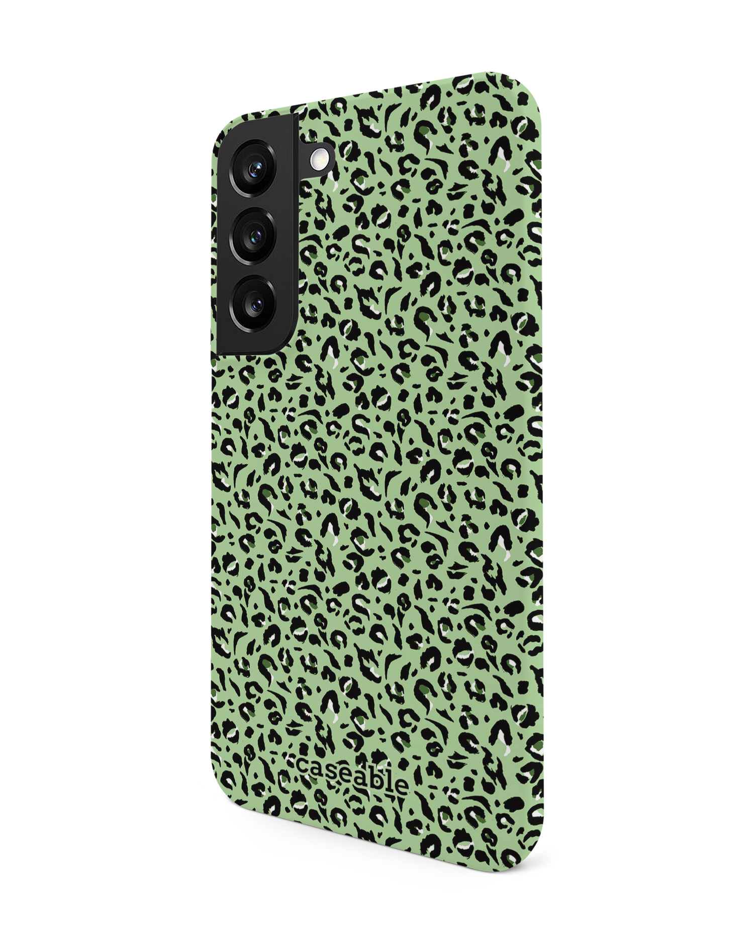 Mint Leopard Hard Shell Phone Case Samsung Galaxy S22 5G: View from the right side