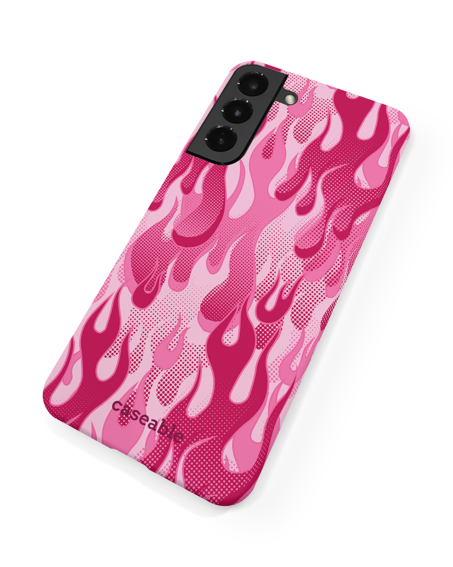 Pink Flames Hard Shell Phone Case Samsung Galaxy S22 5G: Back View