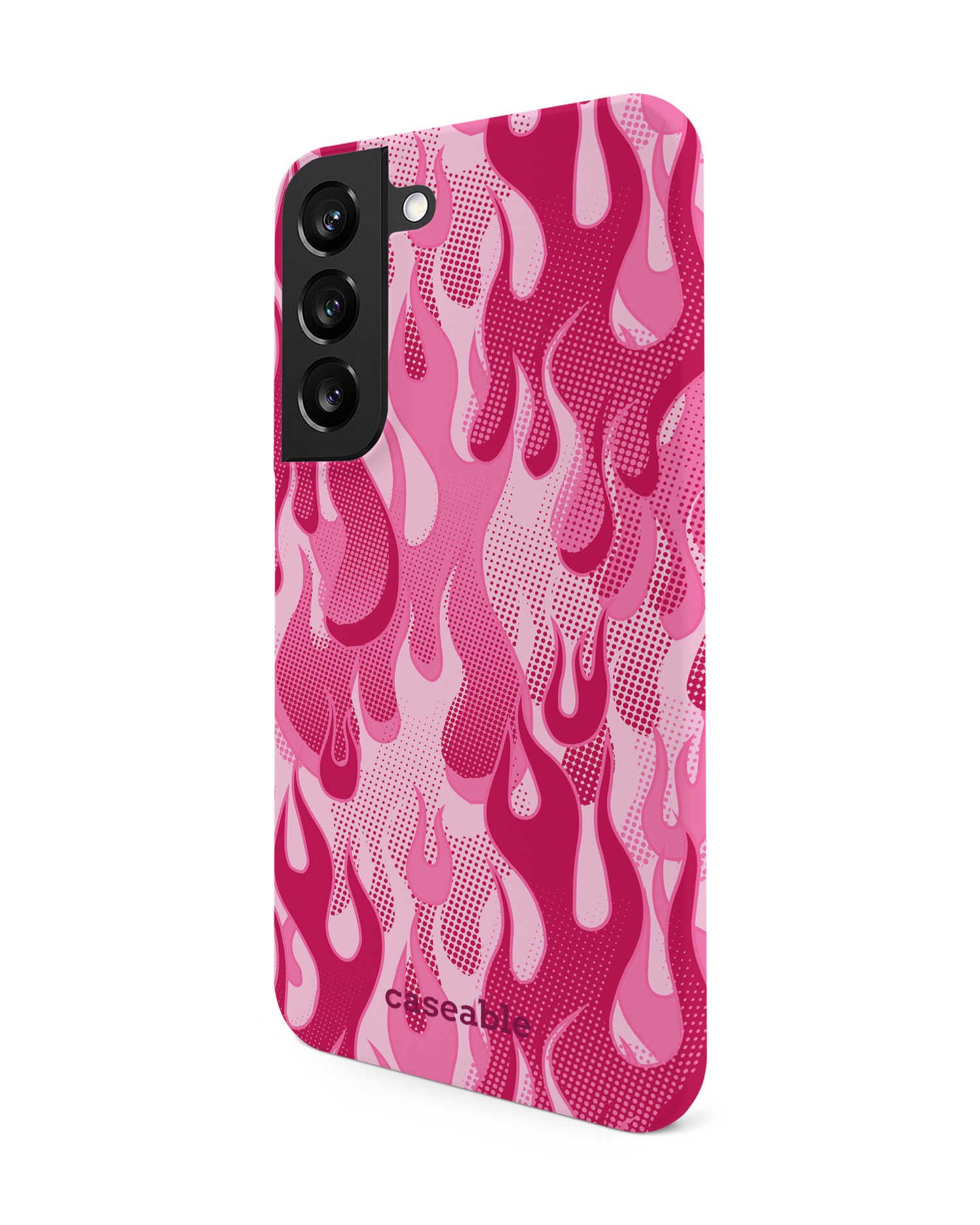 Pink Flames Hard Shell Phone Case Samsung Galaxy S22 5G: View from the right side