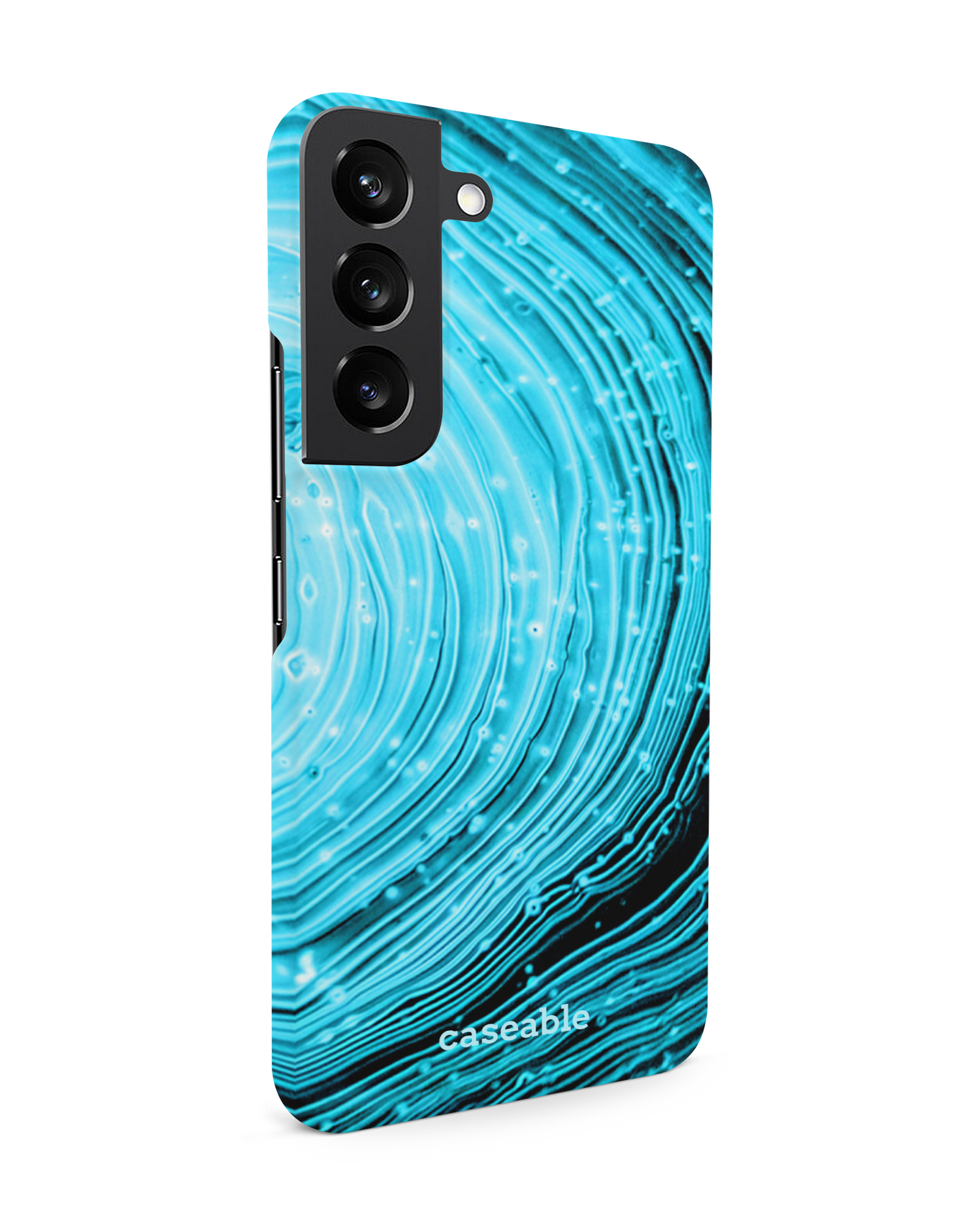 Turquoise Ripples Hard Shell Phone Case Samsung Galaxy S22 5G: View from the left side
