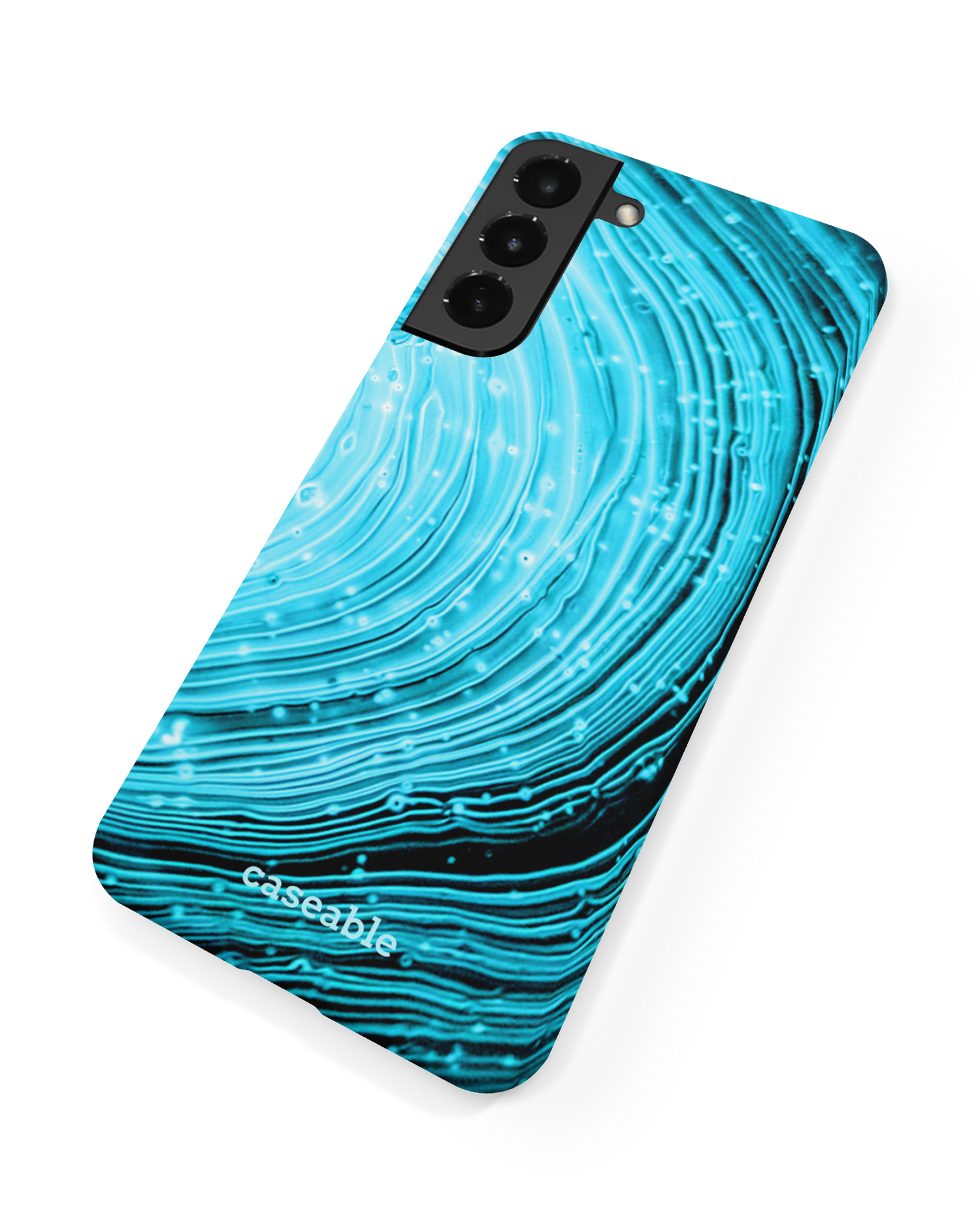 Turquoise Ripples Hard Shell Phone Case Samsung Galaxy S22 5G: Back View