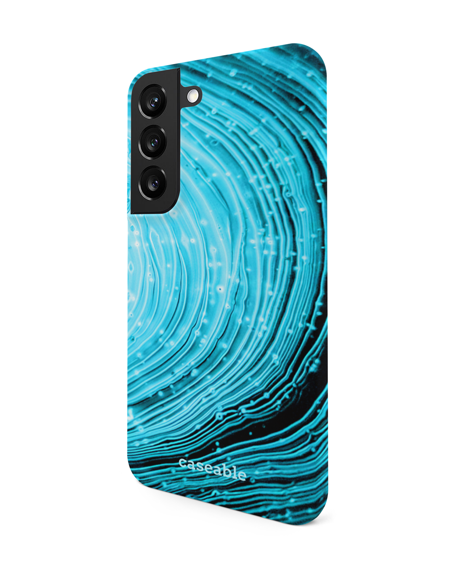 Turquoise Ripples Hard Shell Phone Case Samsung Galaxy S22 5G: View from the right side