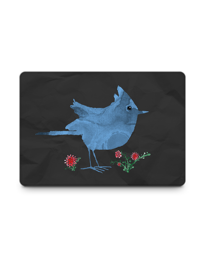 Watercolour Bird Black Laptop Skin for 15 inch Apple MacBooks: Front View