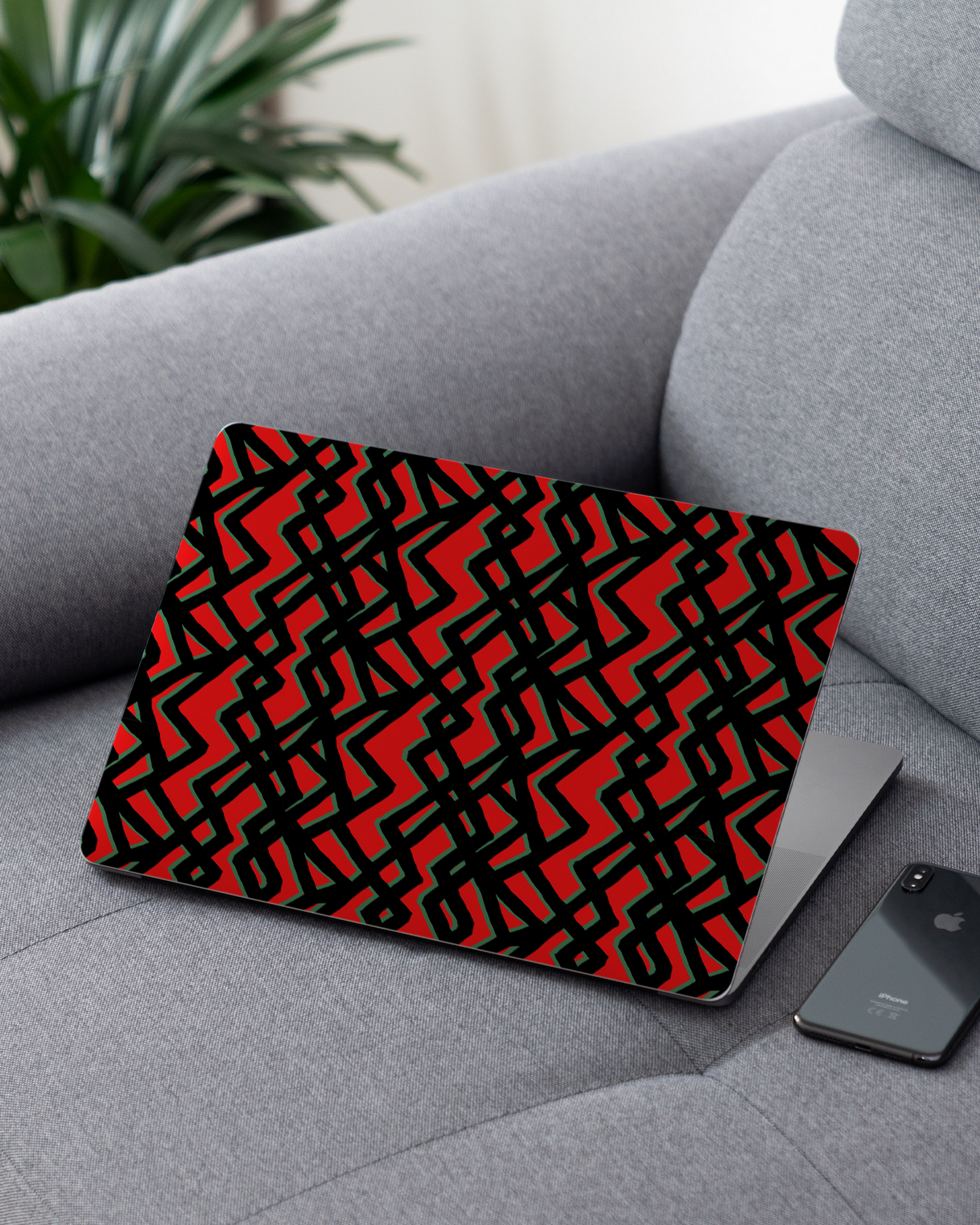 Fences Pattern Laptop Skin for 13 inch Apple MacBooks on a couch