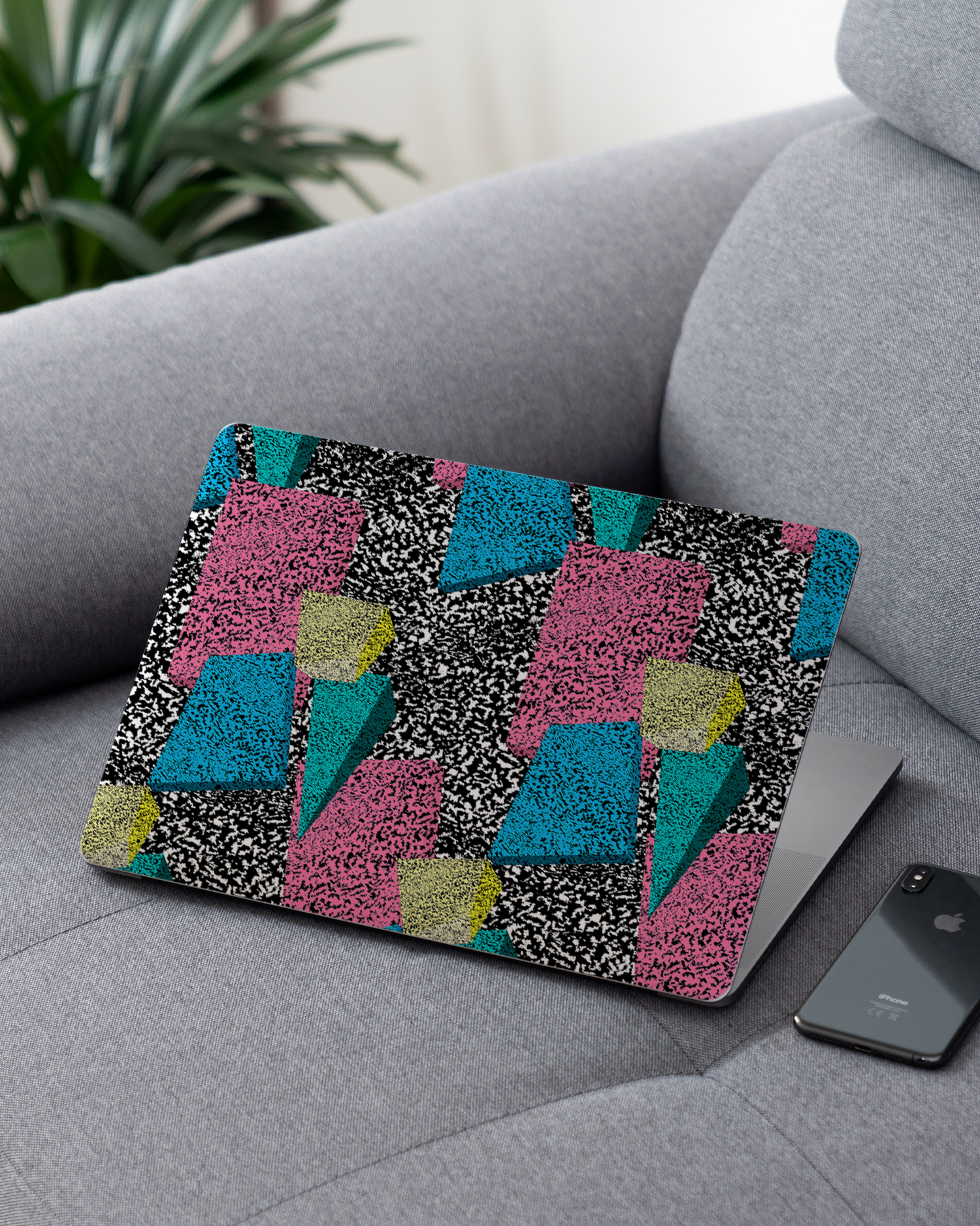 Late Eighties Laptop Skin for 13 inch Apple MacBooks on a couch
