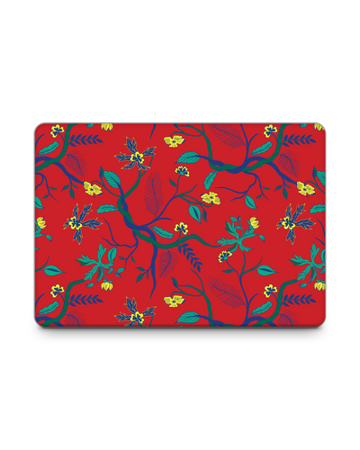 Ultra Red Floral Laptop Skin for 13 inch Apple MacBooks: Front View