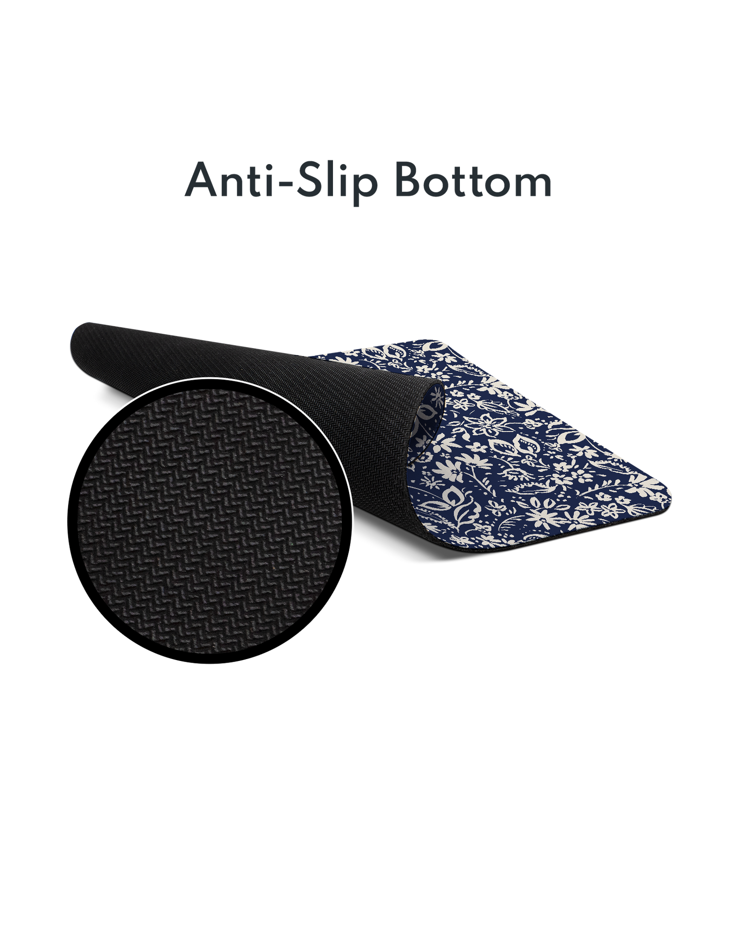 Ditsy Blue Paisley Mouse Pad with Non-slip Underside