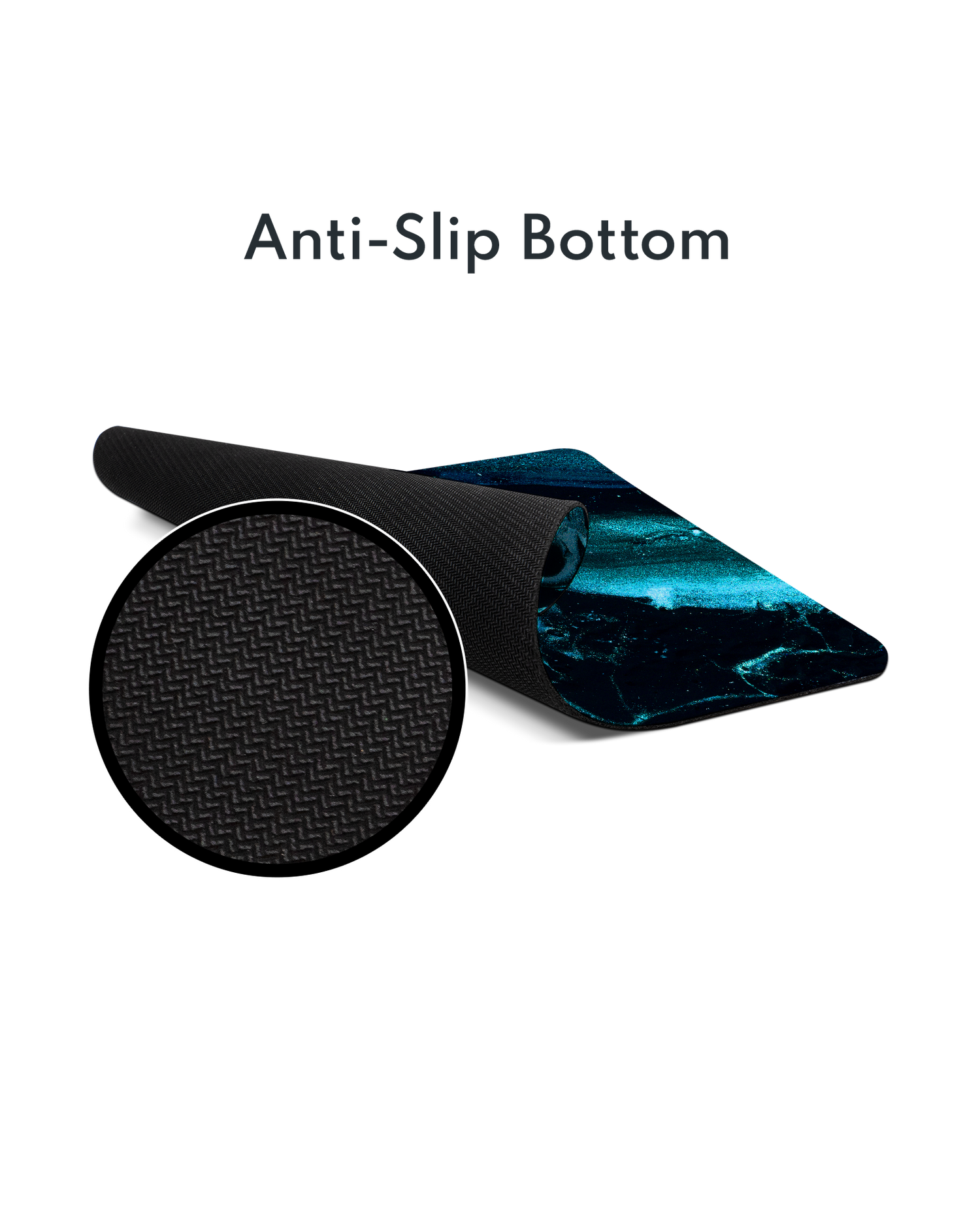 Deep Turquoise Sparkle Mouse Pad with Non-slip Underside