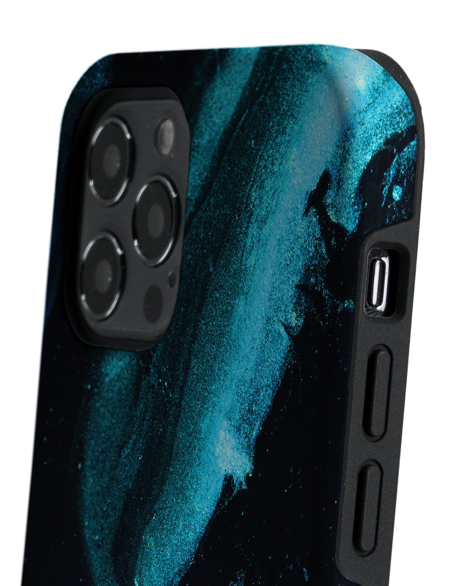 Deep Turquoise Sparkle Premium Phone Case Apple iPhone 12, Apple iPhone 12 Pro: Detail Shot 2