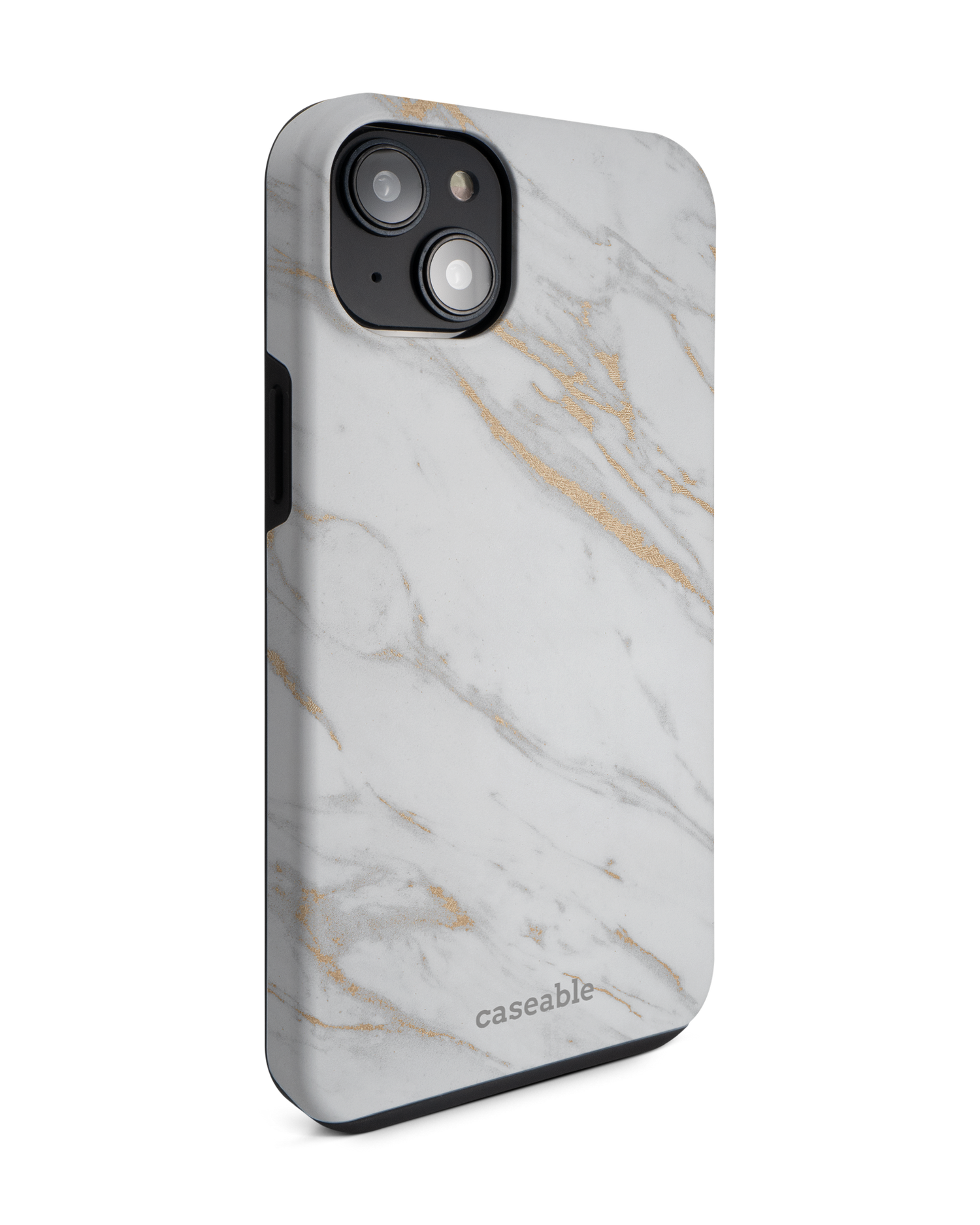 Gold Marble Elegance Premium Phone Case for Apple iPhone 14 Plus: View from the left side