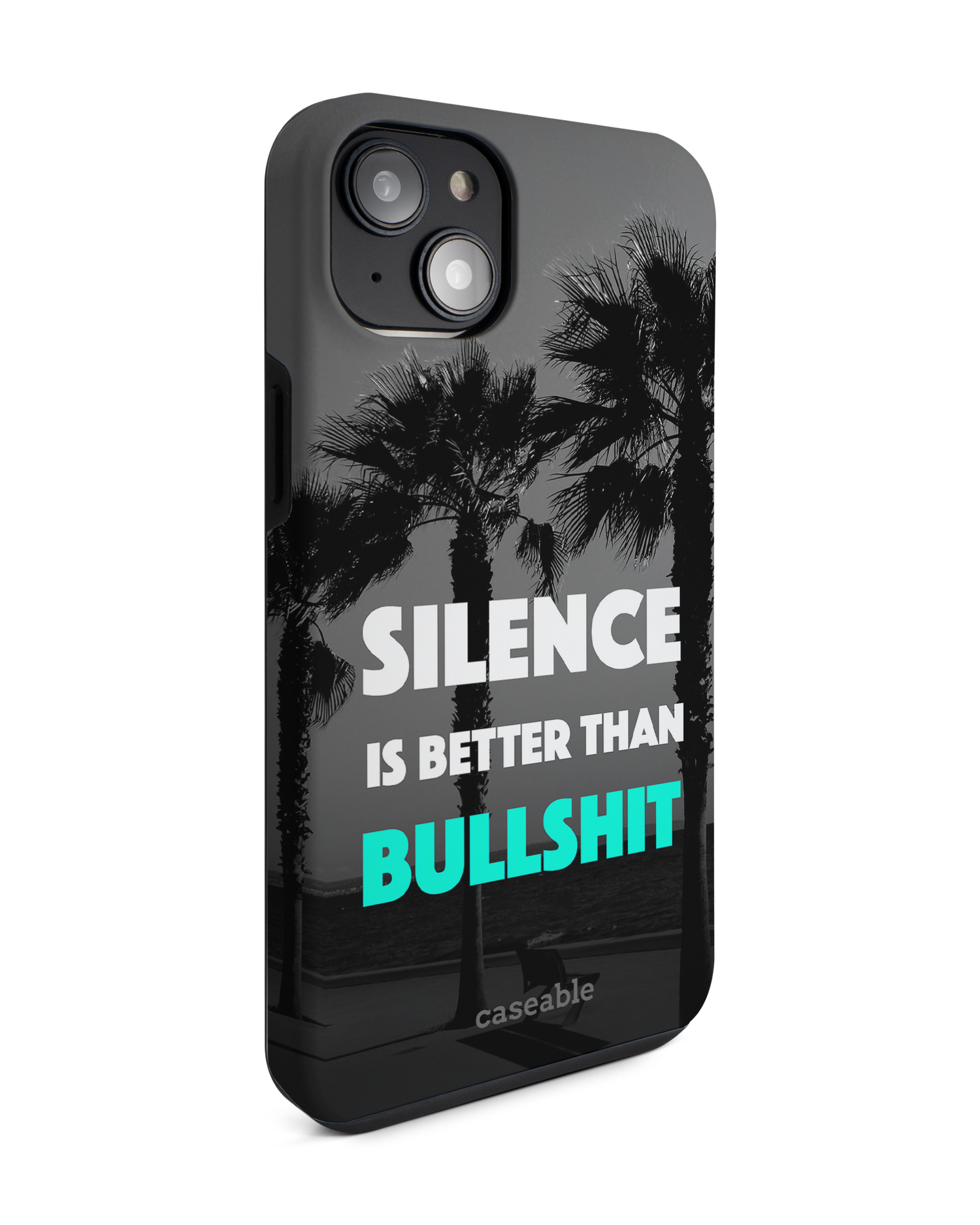 Silence is Better Premium Phone Case for Apple iPhone 14 Plus: View from the left side