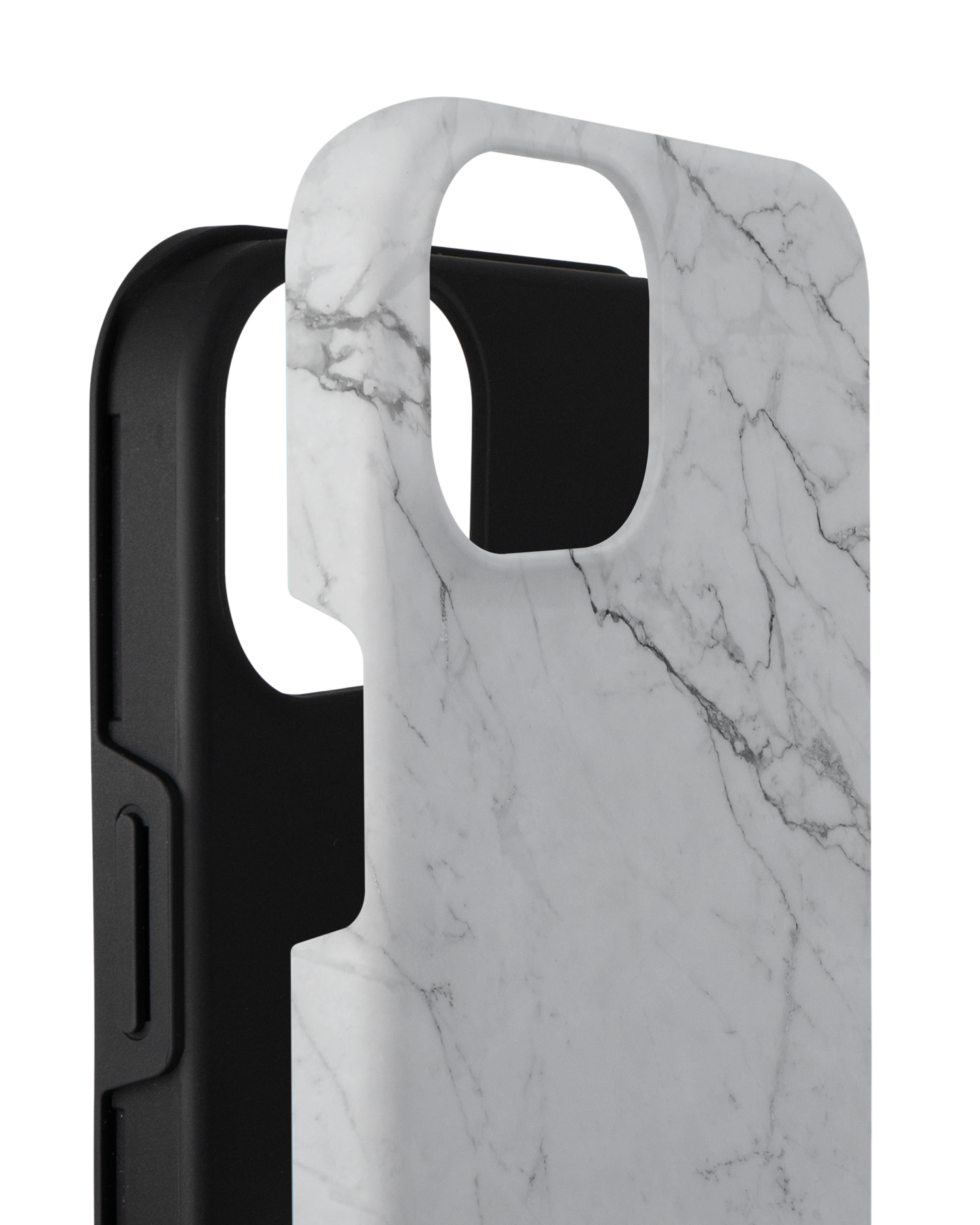 White Marble Premium Phone Case for Apple iPhone 14 Plus consisting of 2 parts