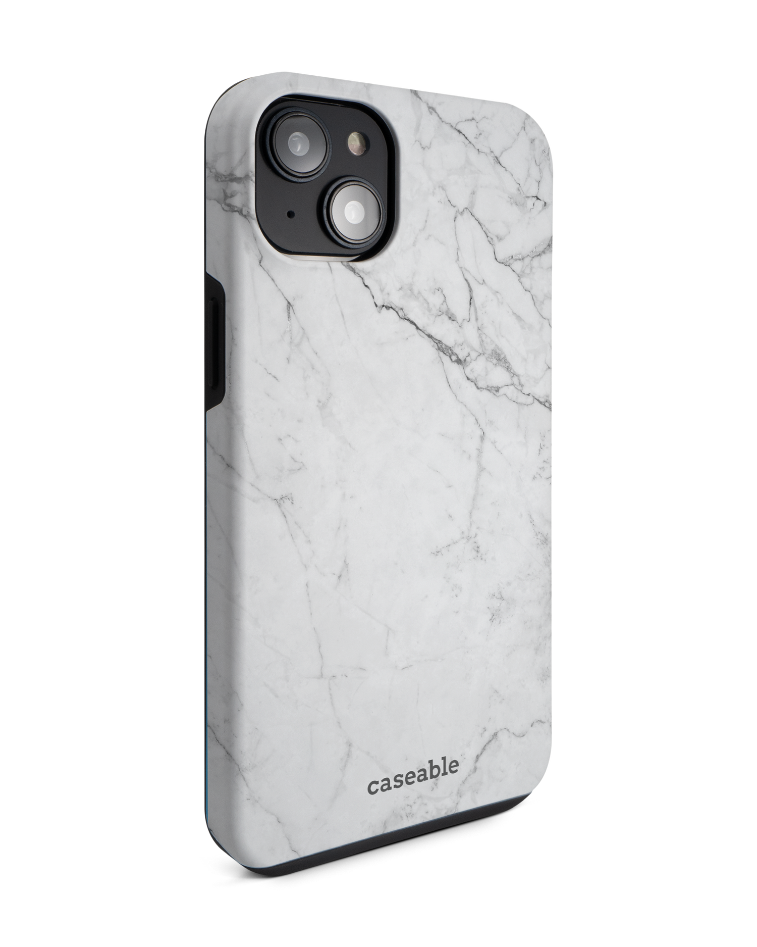 White Marble Premium Phone Case for Apple iPhone 14 Plus: View from the left side