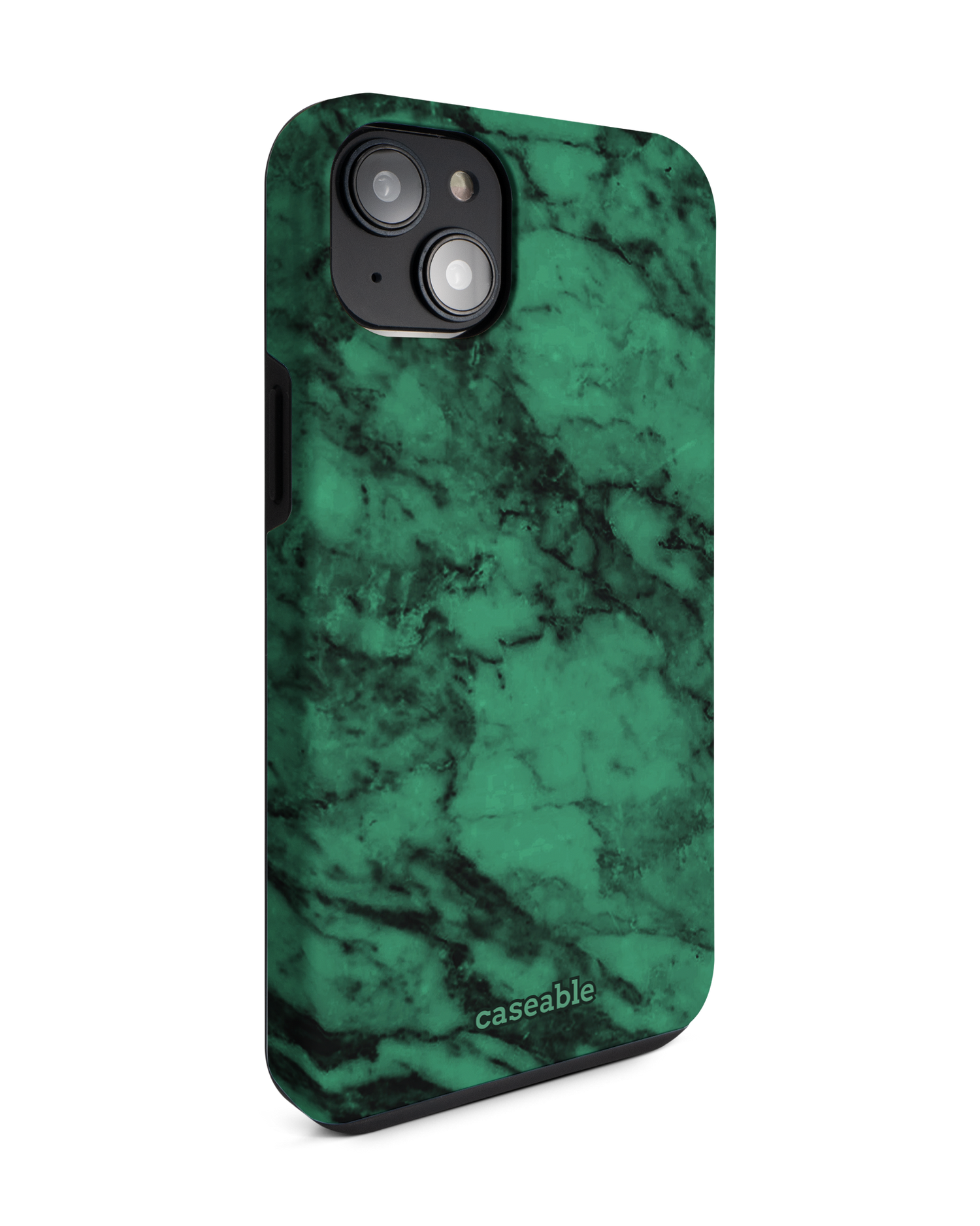 Green Marble Premium Phone Case for Apple iPhone 14 Plus: View from the left side