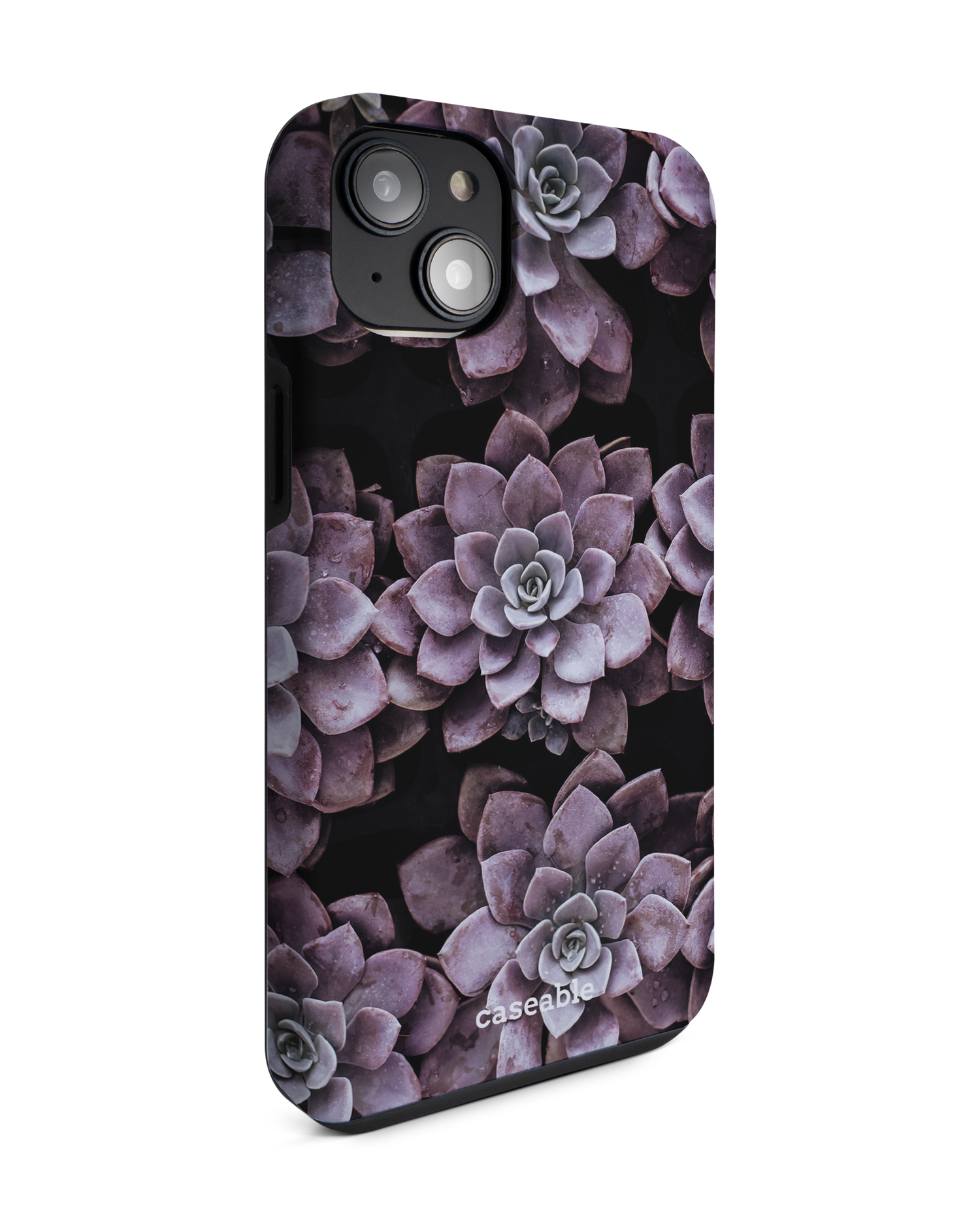 Purple Succulents Premium Phone Case for Apple iPhone 14 Plus: View from the left side