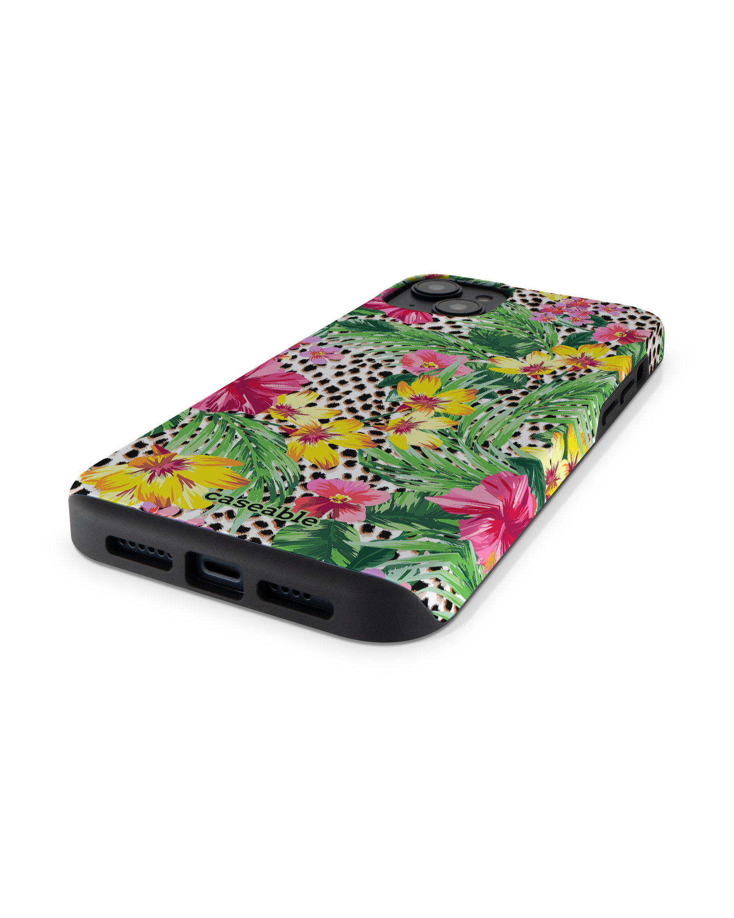 Tropical Cheetah Premium Phone Case for Apple iPhone 14 Plus: Lying