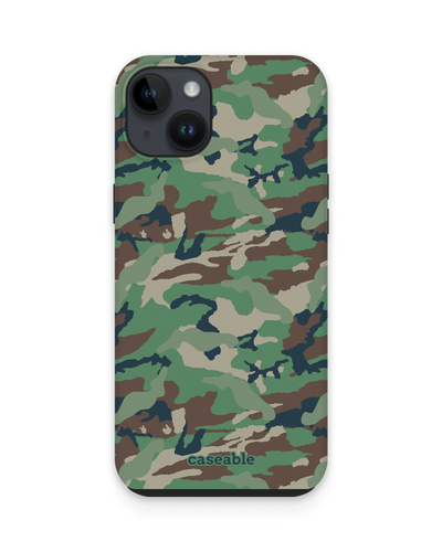 Green and Brown Camo Premium Phone Case for Apple iPhone 15 Plus