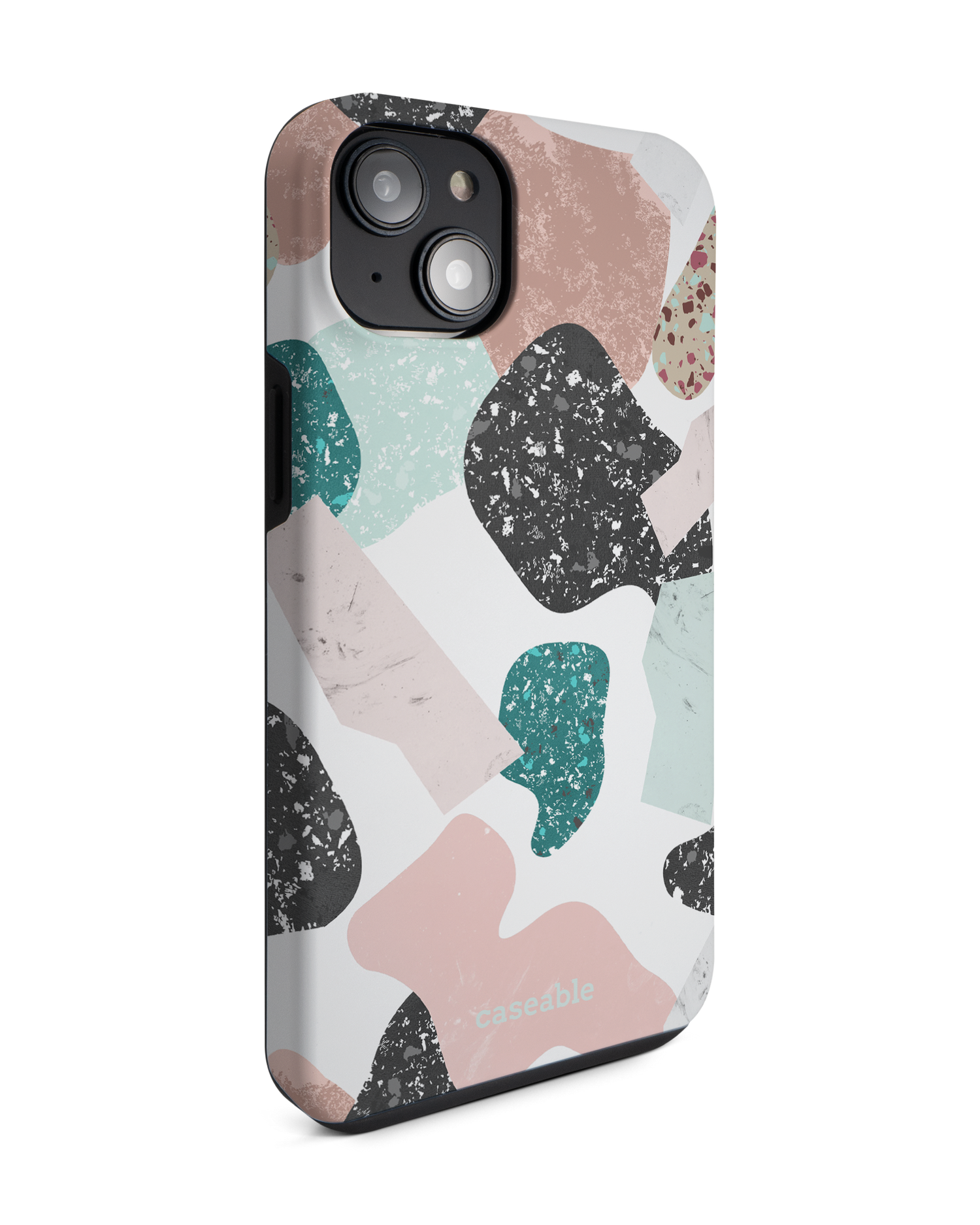 Scattered Shapes Premium Phone Case for Apple iPhone 14 Plus: View from the left side