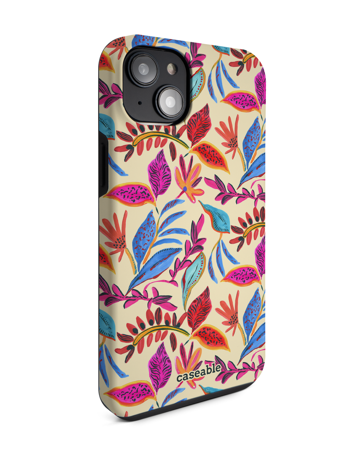 Painterly Spring Leaves Premium Phone Case for Apple iPhone 14 Plus: View from the left side