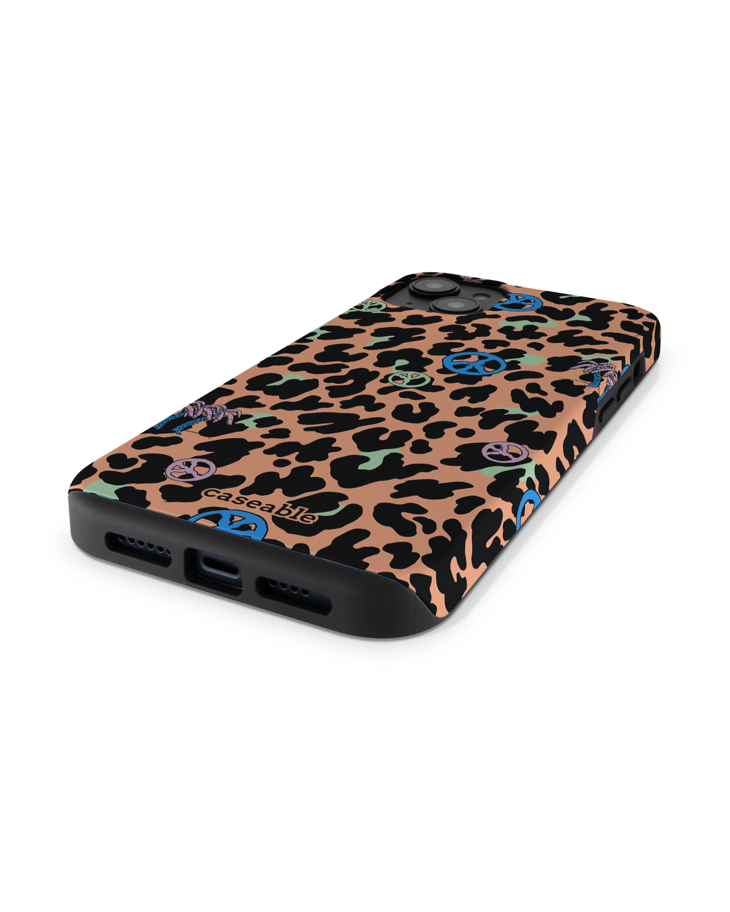 Leopard Peace Palms Premium Phone Case for Apple iPhone 14 Plus: Lying