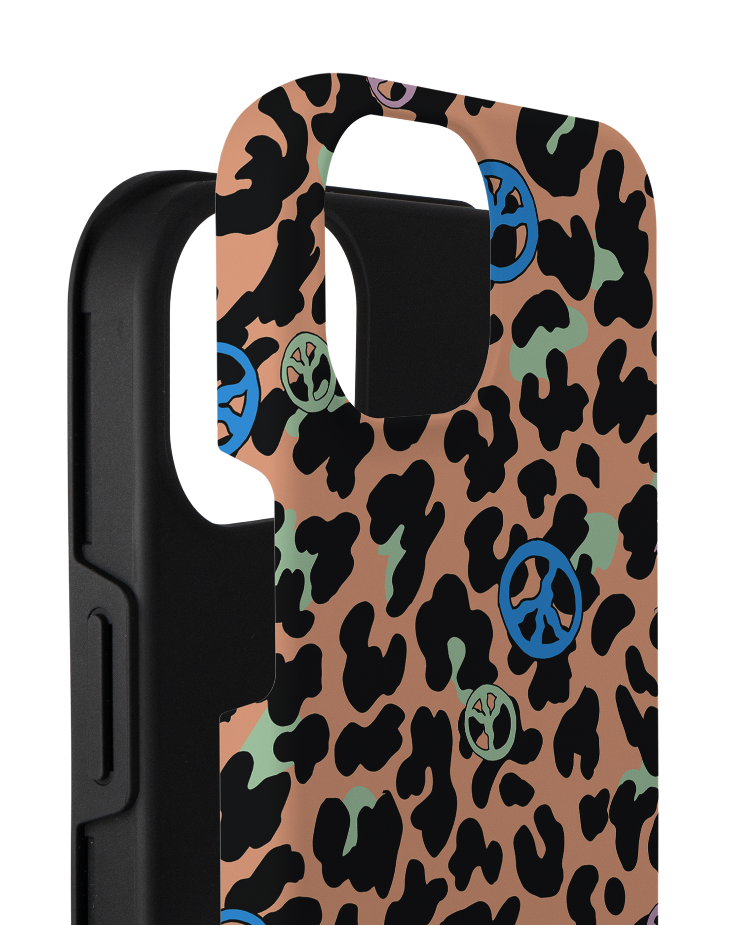 Leopard Peace Palms Premium Phone Case for Apple iPhone 14 Plus consisting of 2 parts