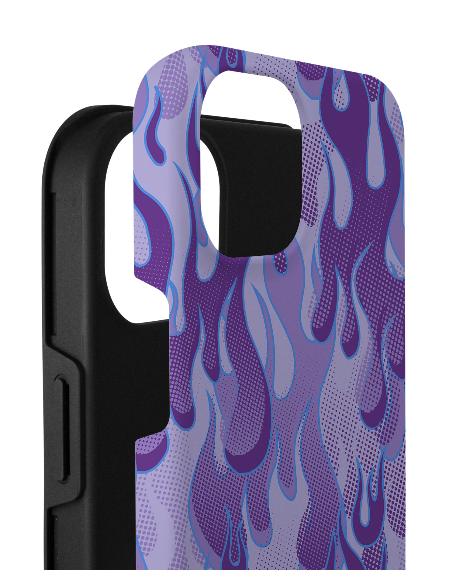 Purple Flames Premium Phone Case for Apple iPhone 14 Plus consisting of 2 parts