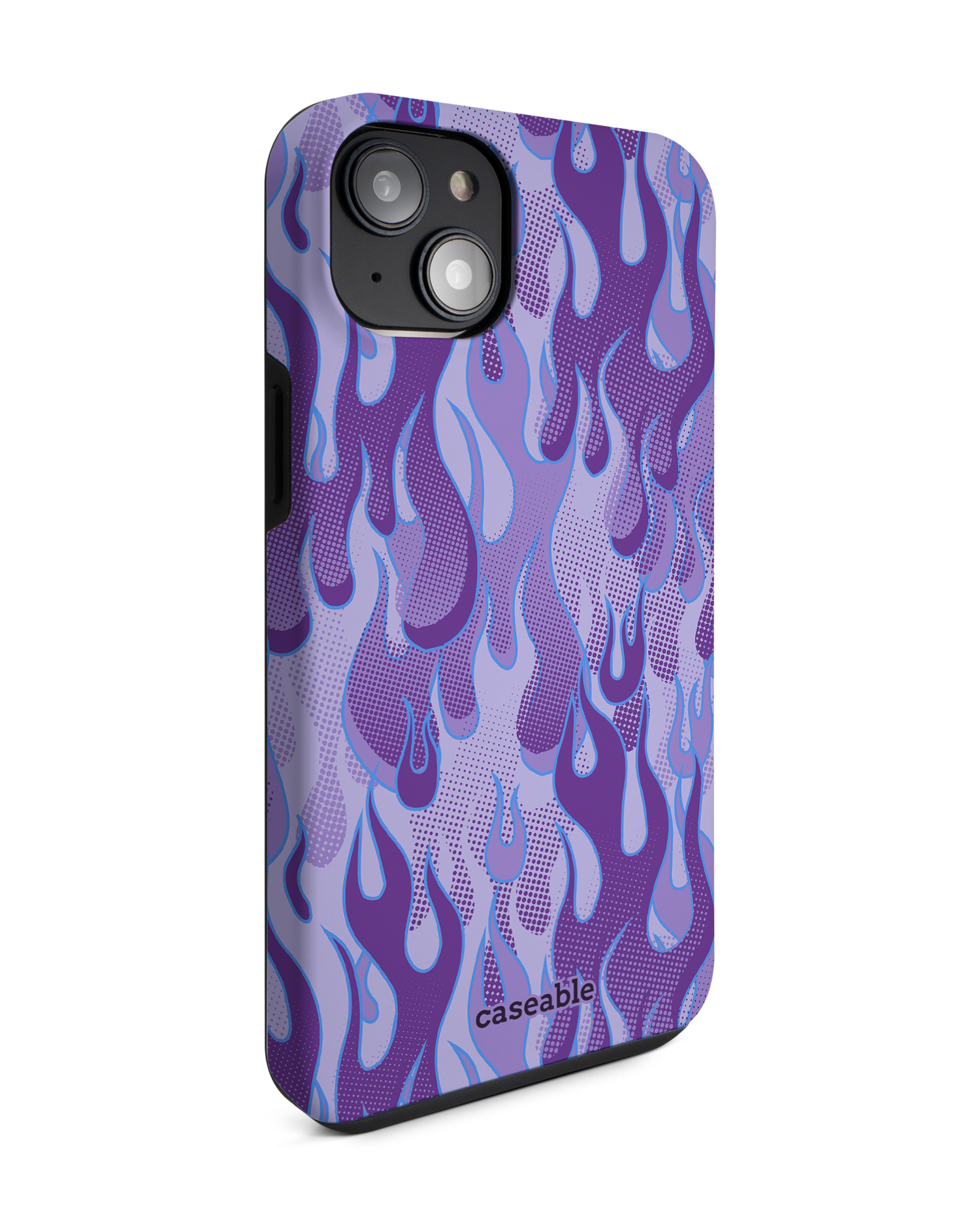 Purple Flames Premium Phone Case for Apple iPhone 14 Plus: View from the left side