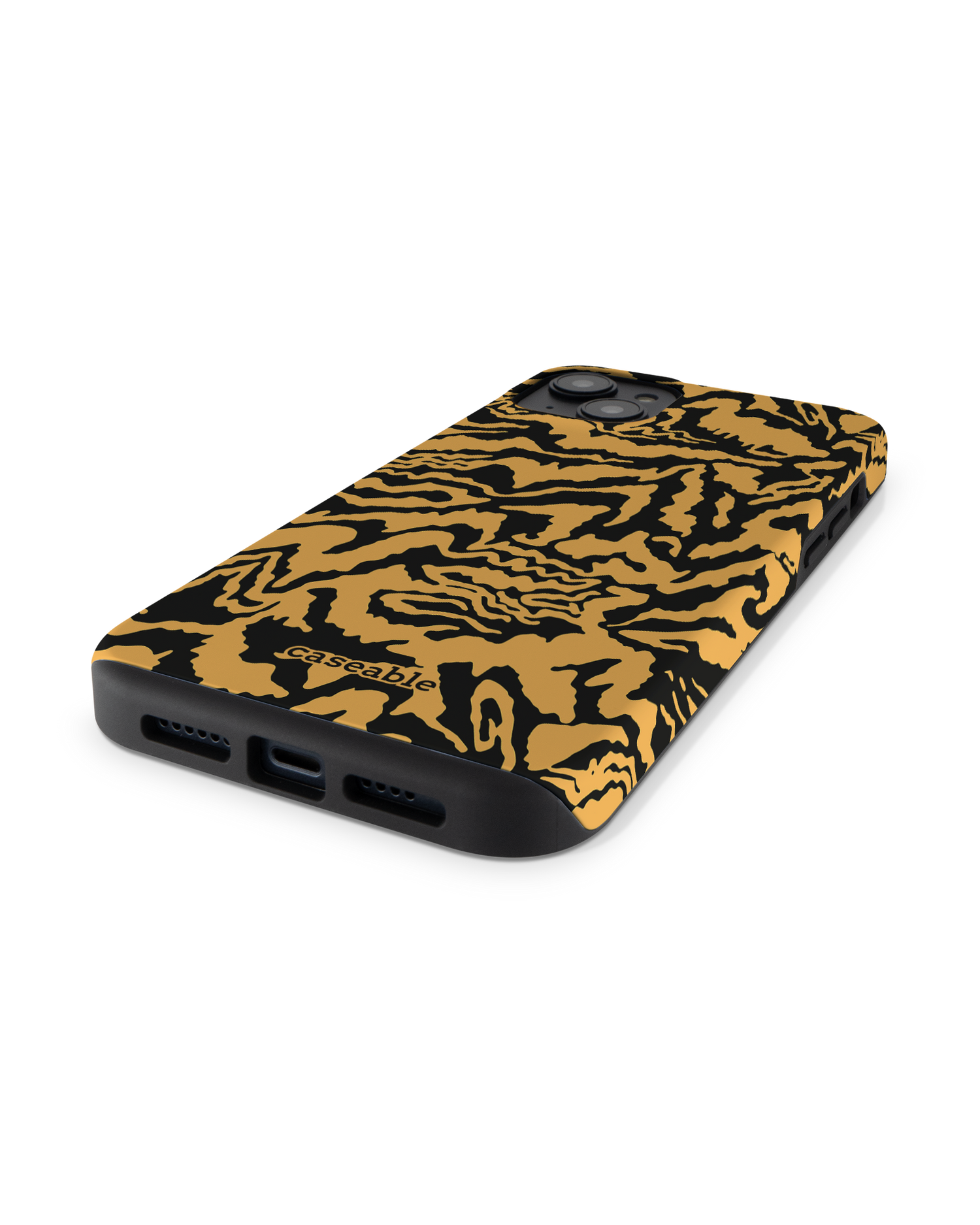 Warped Tiger Stripes Premium Phone Case for Apple iPhone 14 Plus: Lying