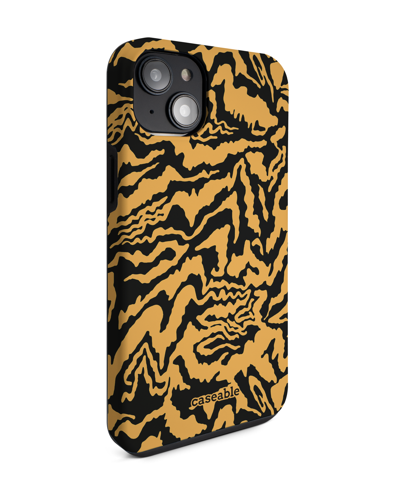Warped Tiger Stripes Premium Phone Case for Apple iPhone 14 Plus: View from the left side