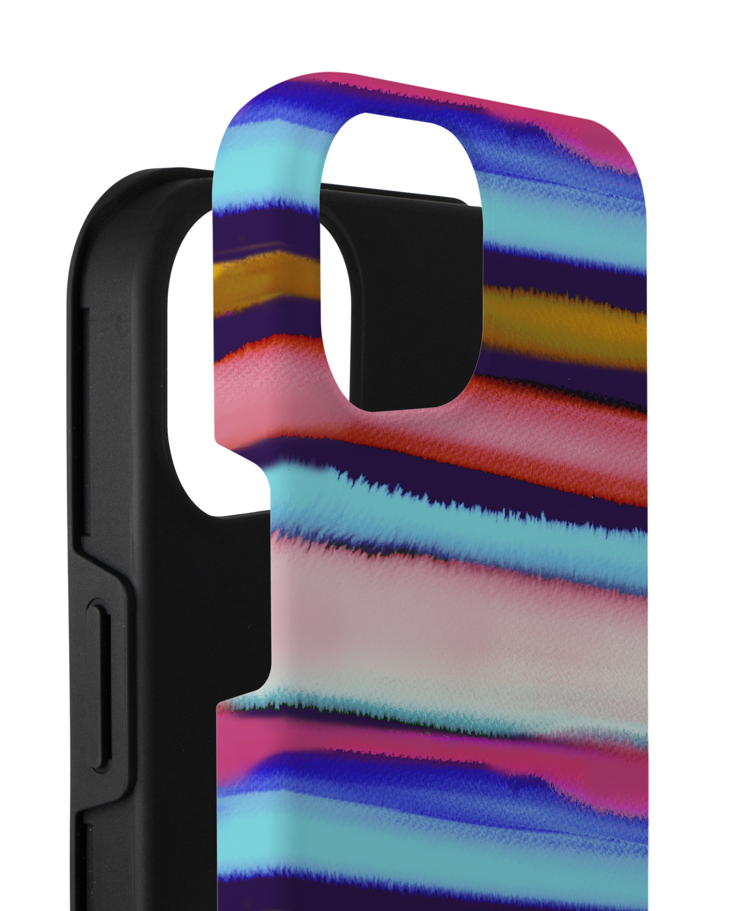 Watercolor Stripes Premium Phone Case for Apple iPhone 14 Plus consisting of 2 parts