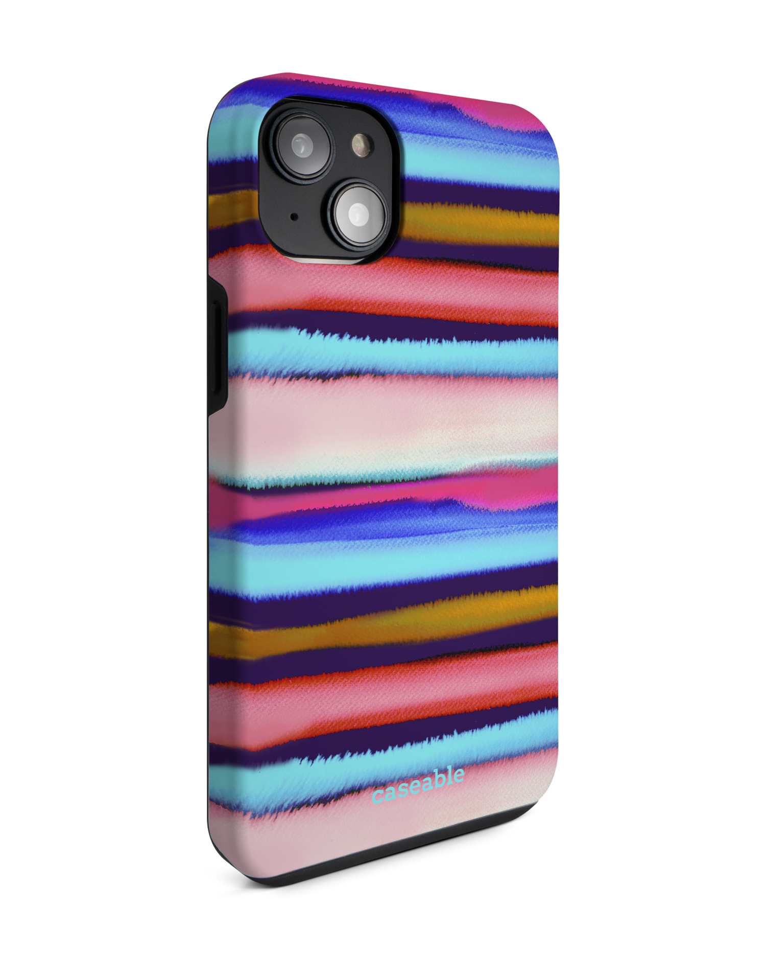 Watercolor Stripes Premium Phone Case for Apple iPhone 14 Plus: View from the left side