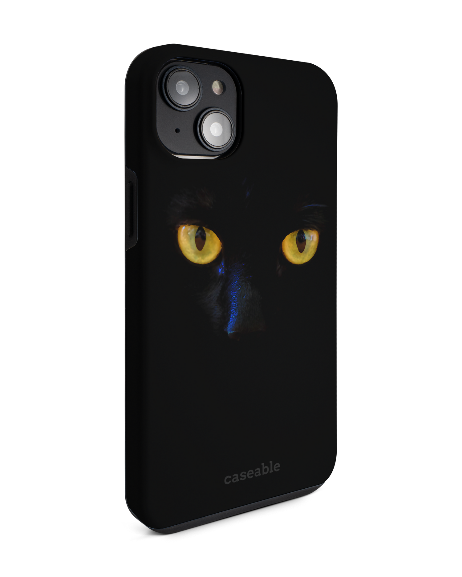 Black Cat Premium Phone Case for Apple iPhone 14 Plus: View from the left side