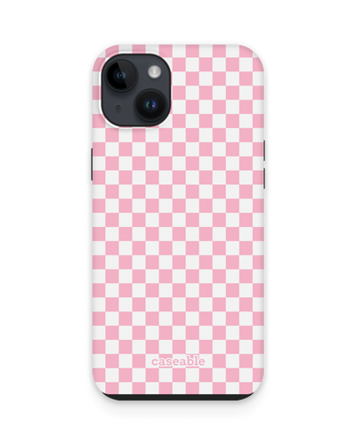 Pink Checkerboard Premium Phone Case for Apple iPhone 15 Plus