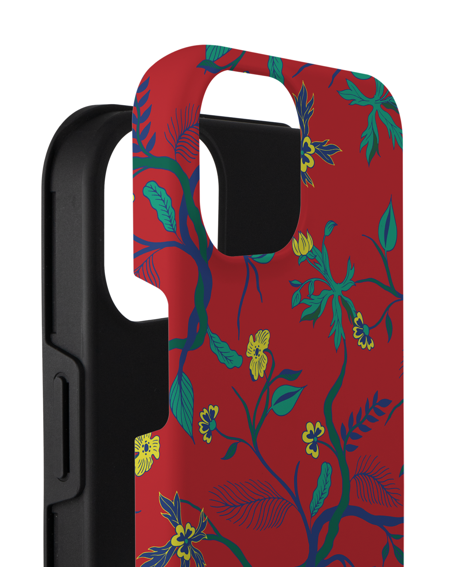Ultra Red Floral Premium Phone Case for Apple iPhone 14 Plus consisting of 2 parts