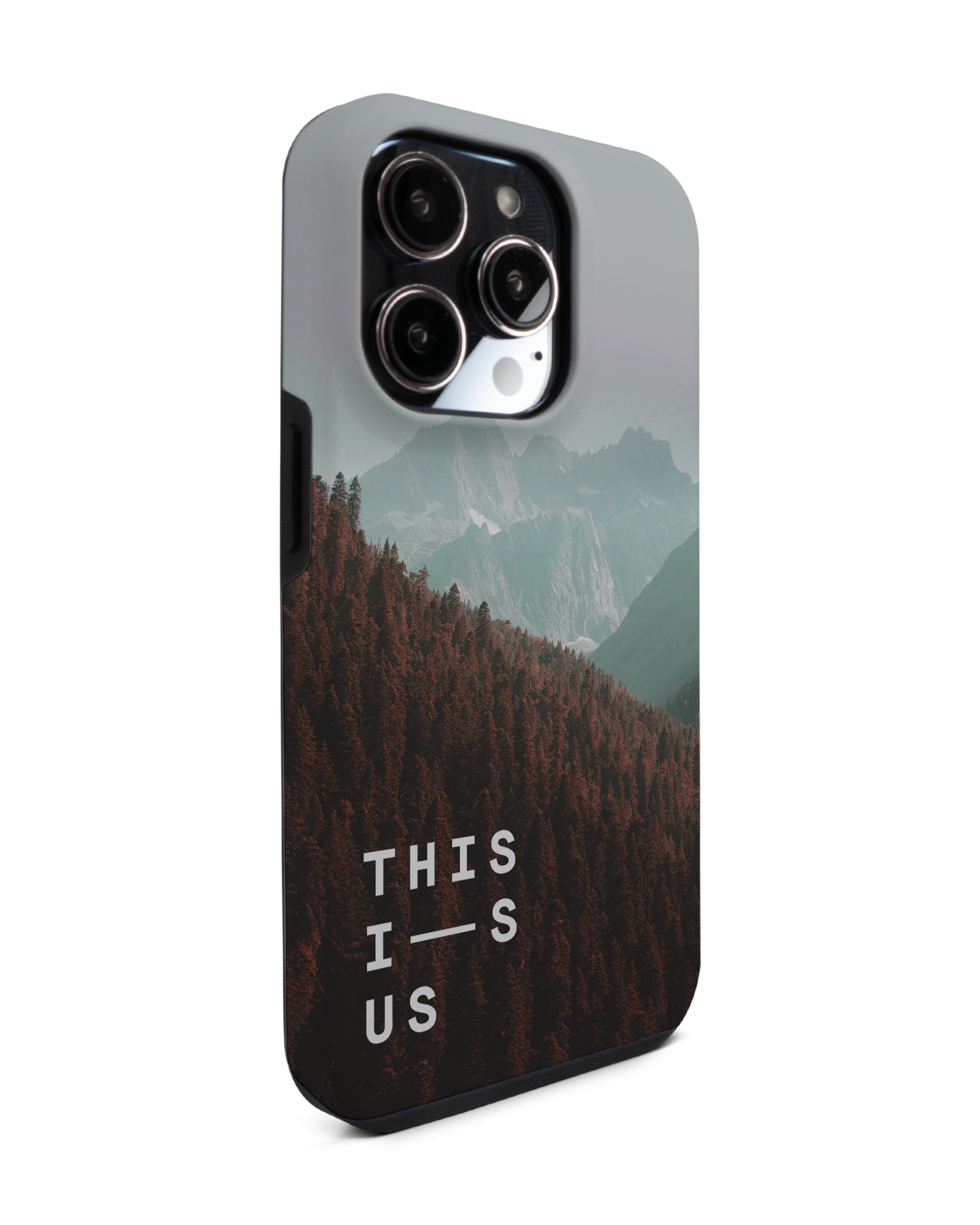 Into the Woods Premium Phone Case for Apple iPhone 14 Pro: View from the left side
