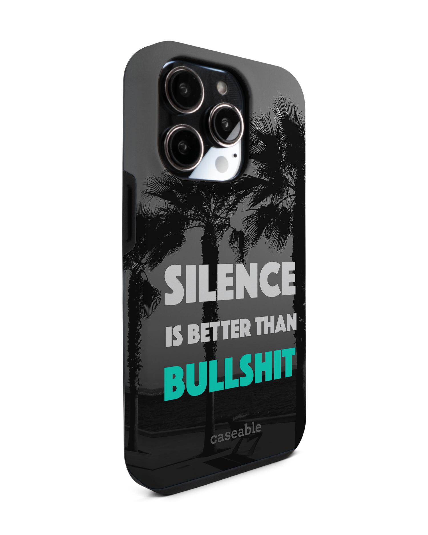 Silence is Better Premium Phone Case for Apple iPhone 14 Pro: View from the left side