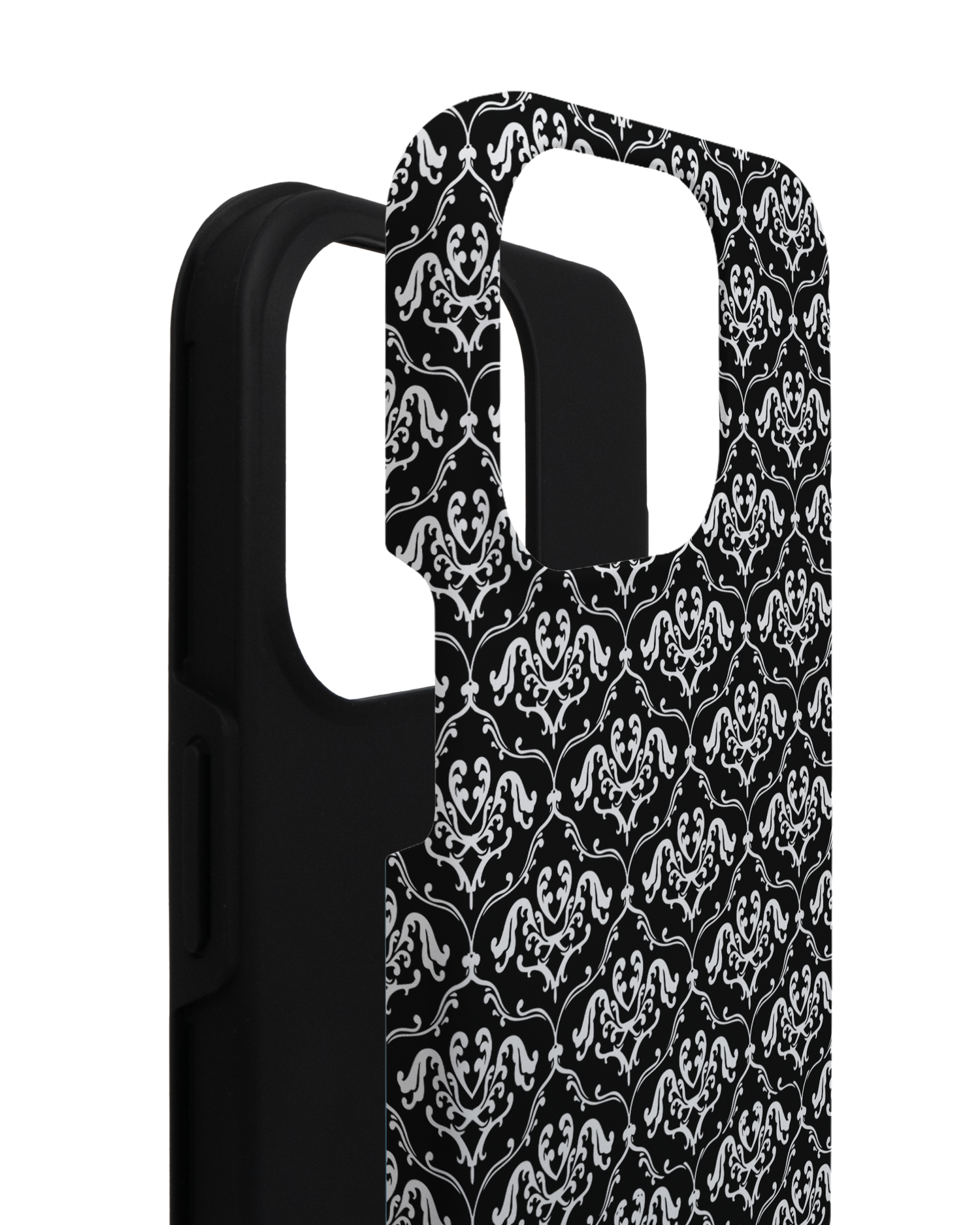 Black French Lillies Premium Phone Case for Apple iPhone 14 Pro consisting of 2 parts