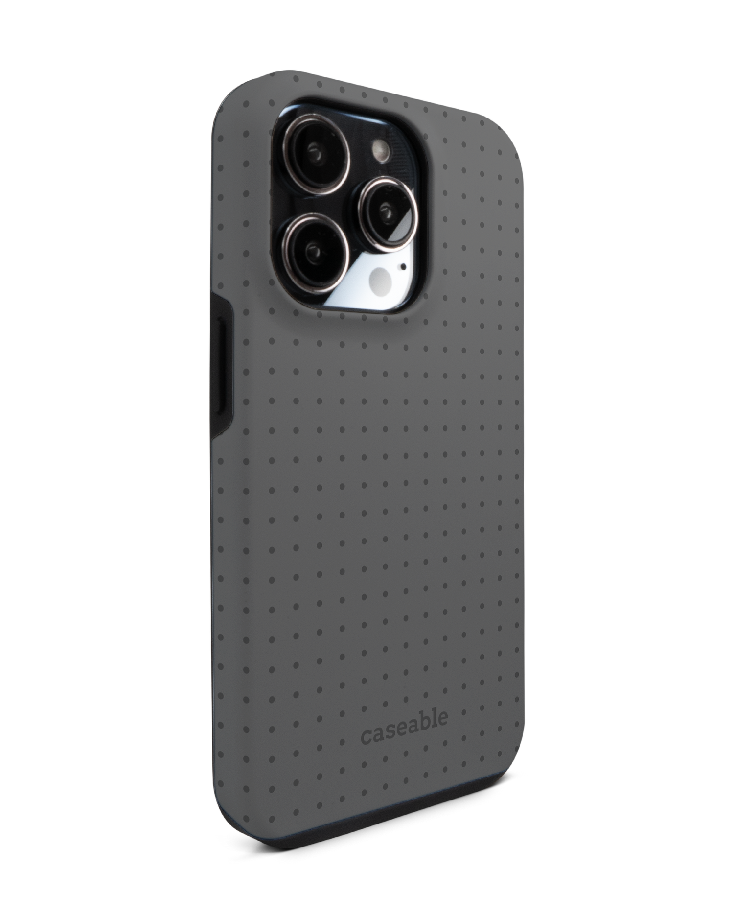 Dot Grid Grey Premium Phone Case for Apple iPhone 14 Pro: View from the left side