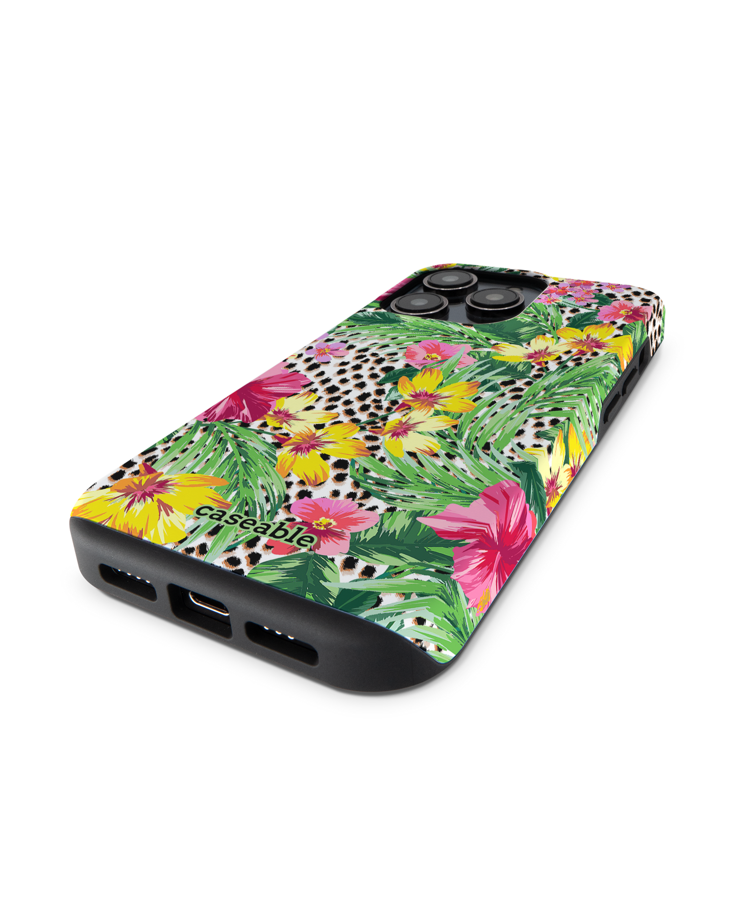 Tropical Cheetah Premium Phone Case for Apple iPhone 14 Pro: Lying