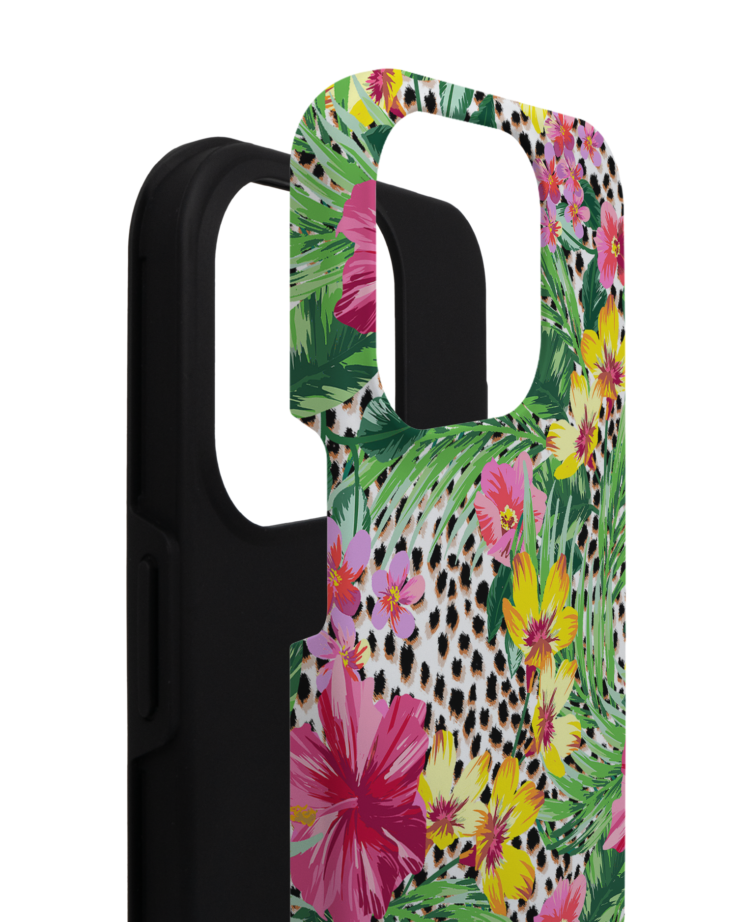 Tropical Cheetah Premium Phone Case for Apple iPhone 14 Pro consisting of 2 parts